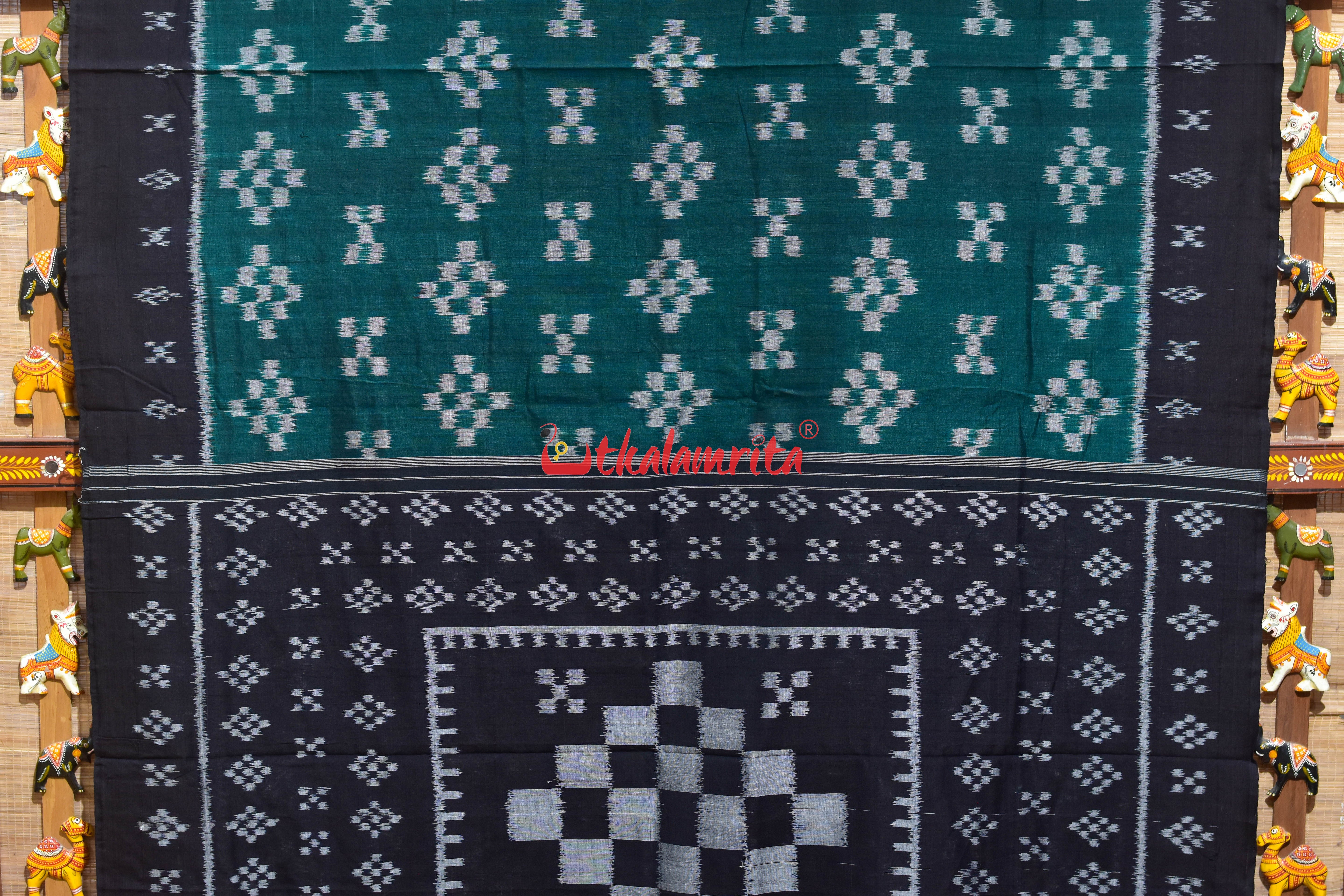 Green Black Pasapali Khandua Cotton Saree