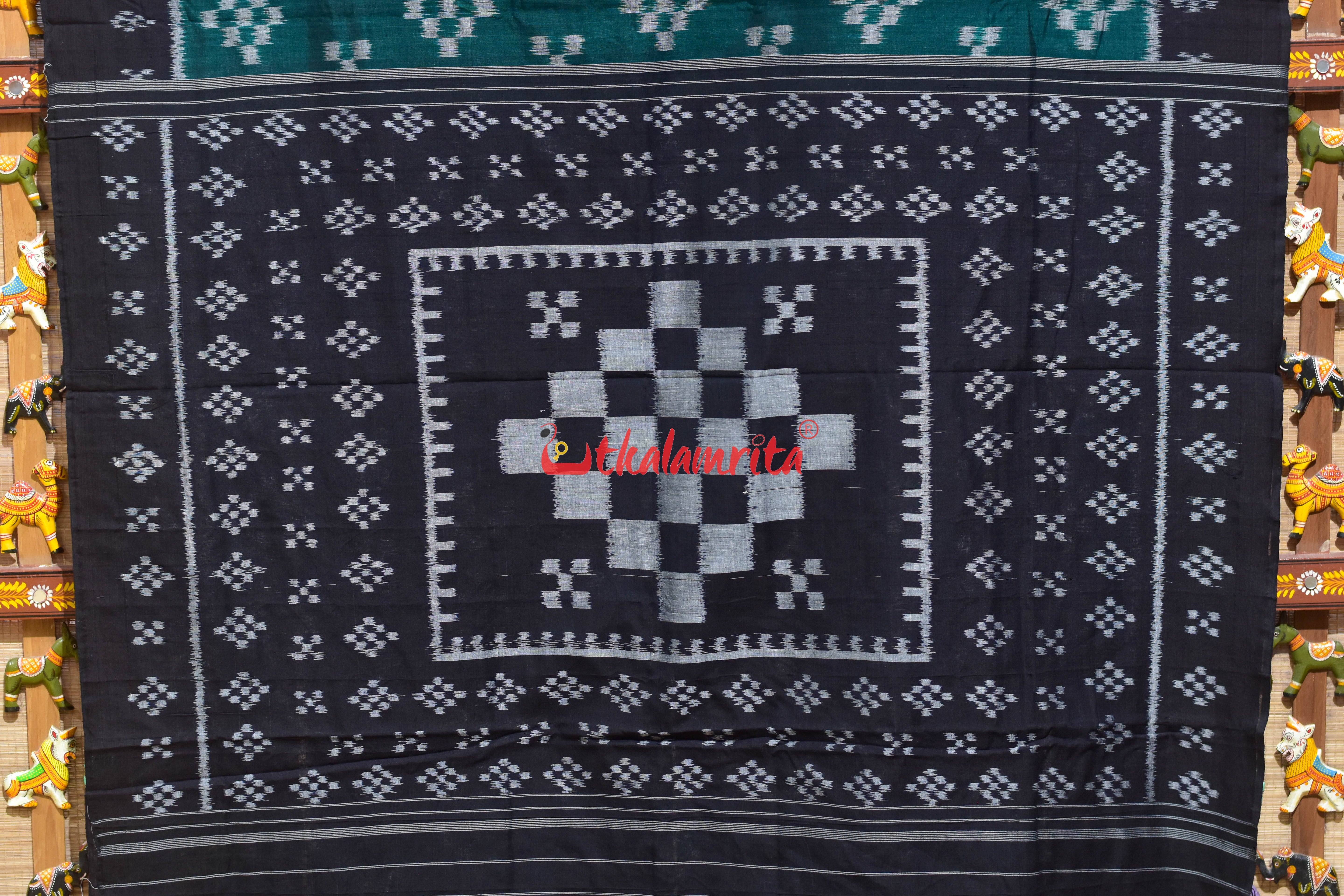 Green Black Pasapali Khandua Cotton Saree
