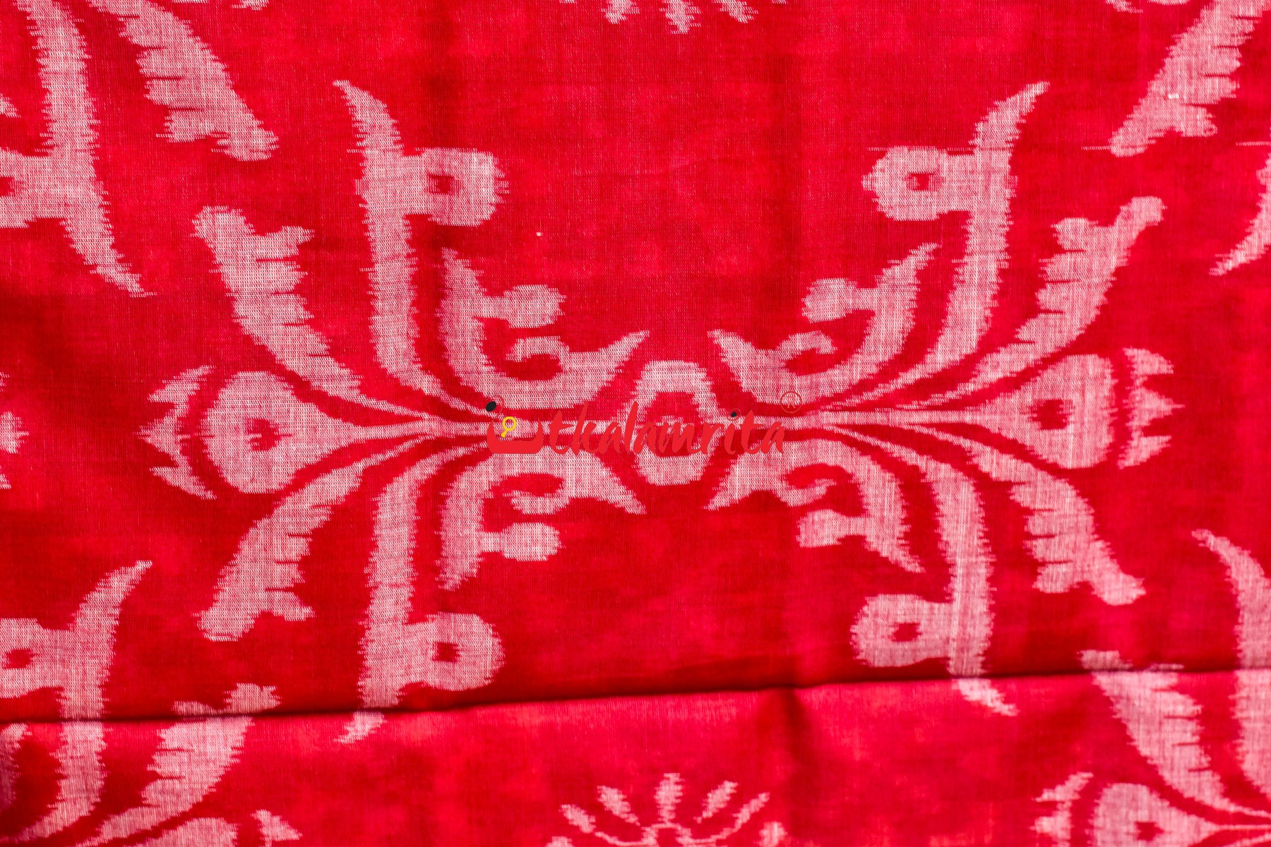 Light Blue Bandha Red Scot Khandua Cotton Saree