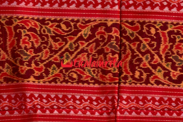 Peacocks Teal Sambalpuri Cotton Saree