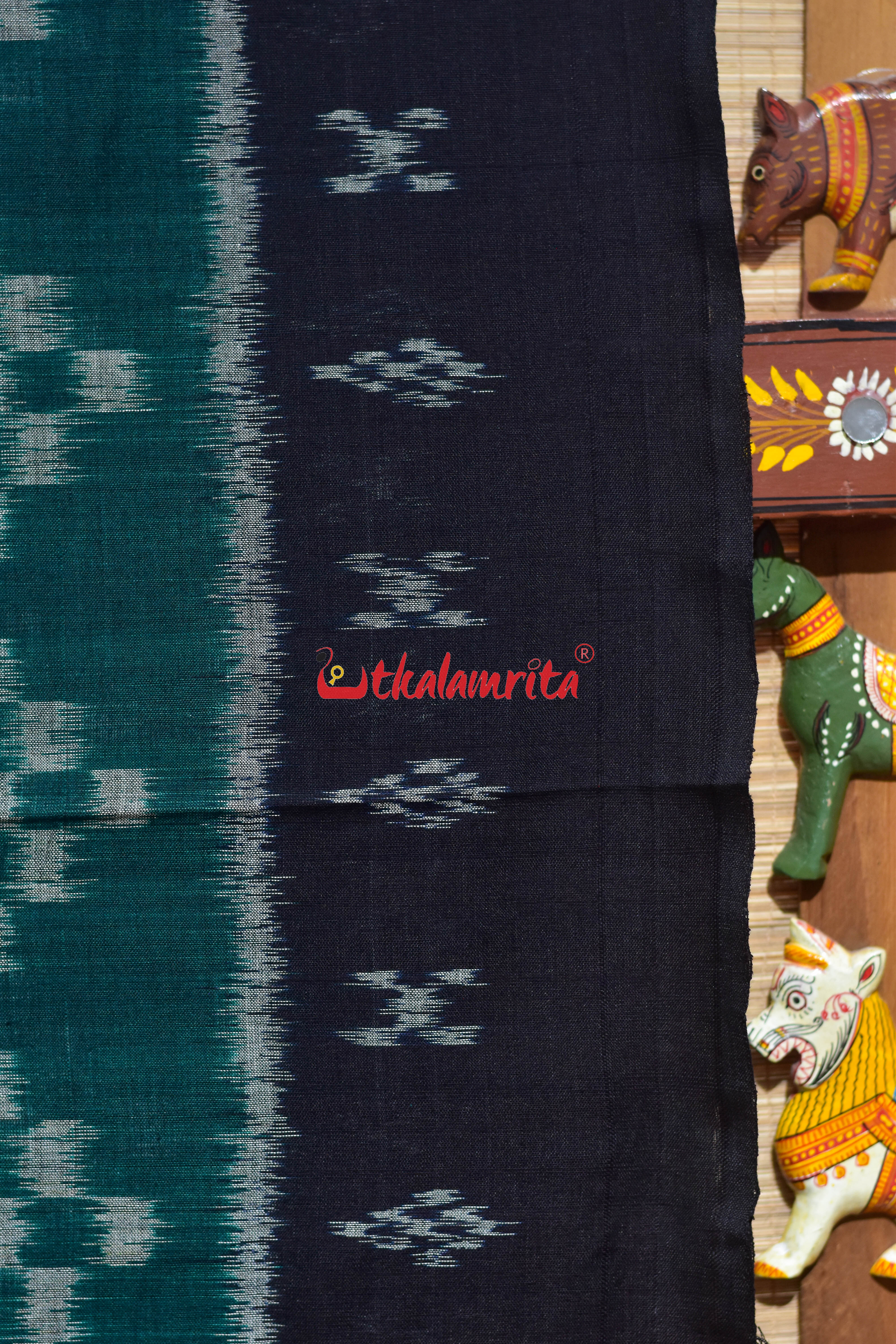 Green Black Pasapali Khandua Cotton Saree