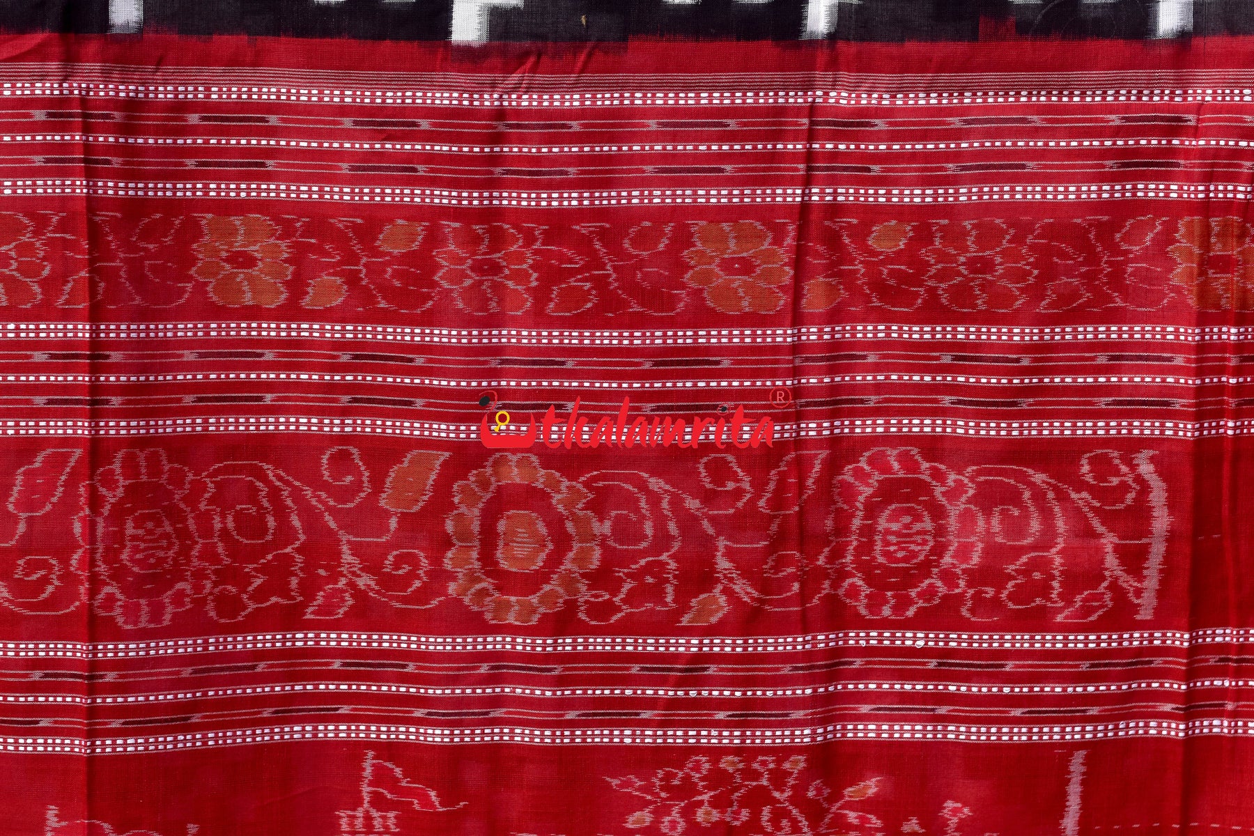Diagonal Pasapali Black White Cotton Saree