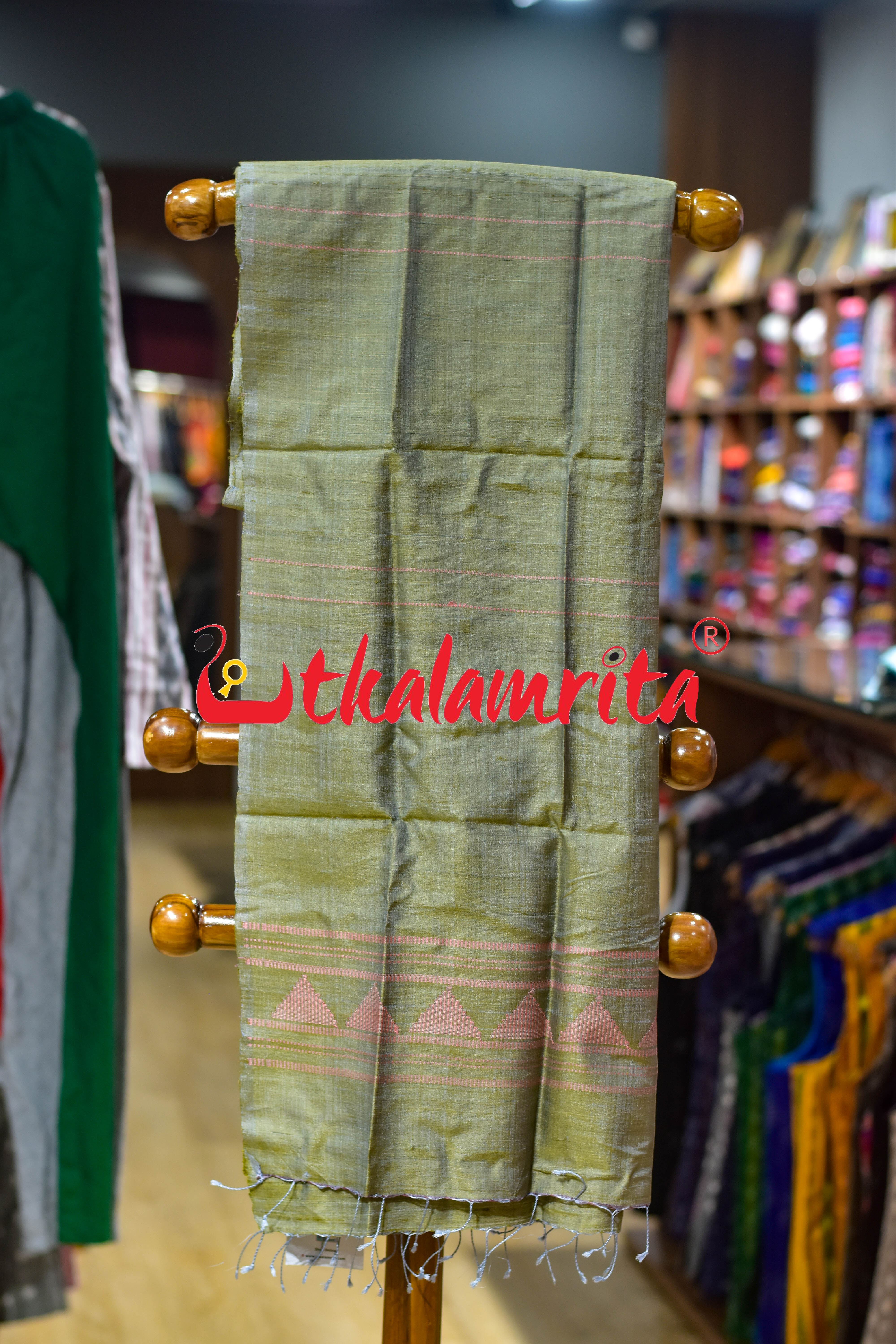 Light Brown Peach Dongria Tussar Silk (Stole)