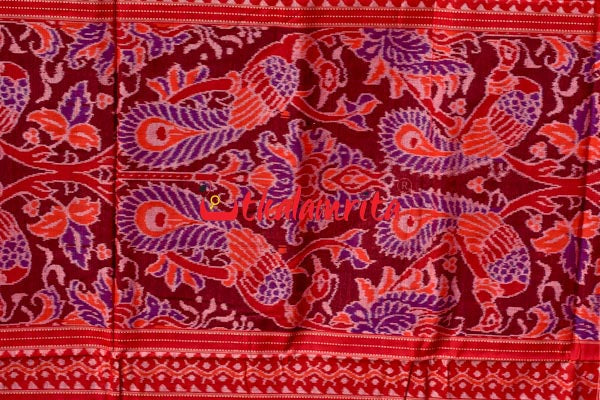 Peacocks Teal Sambalpuri Cotton Saree