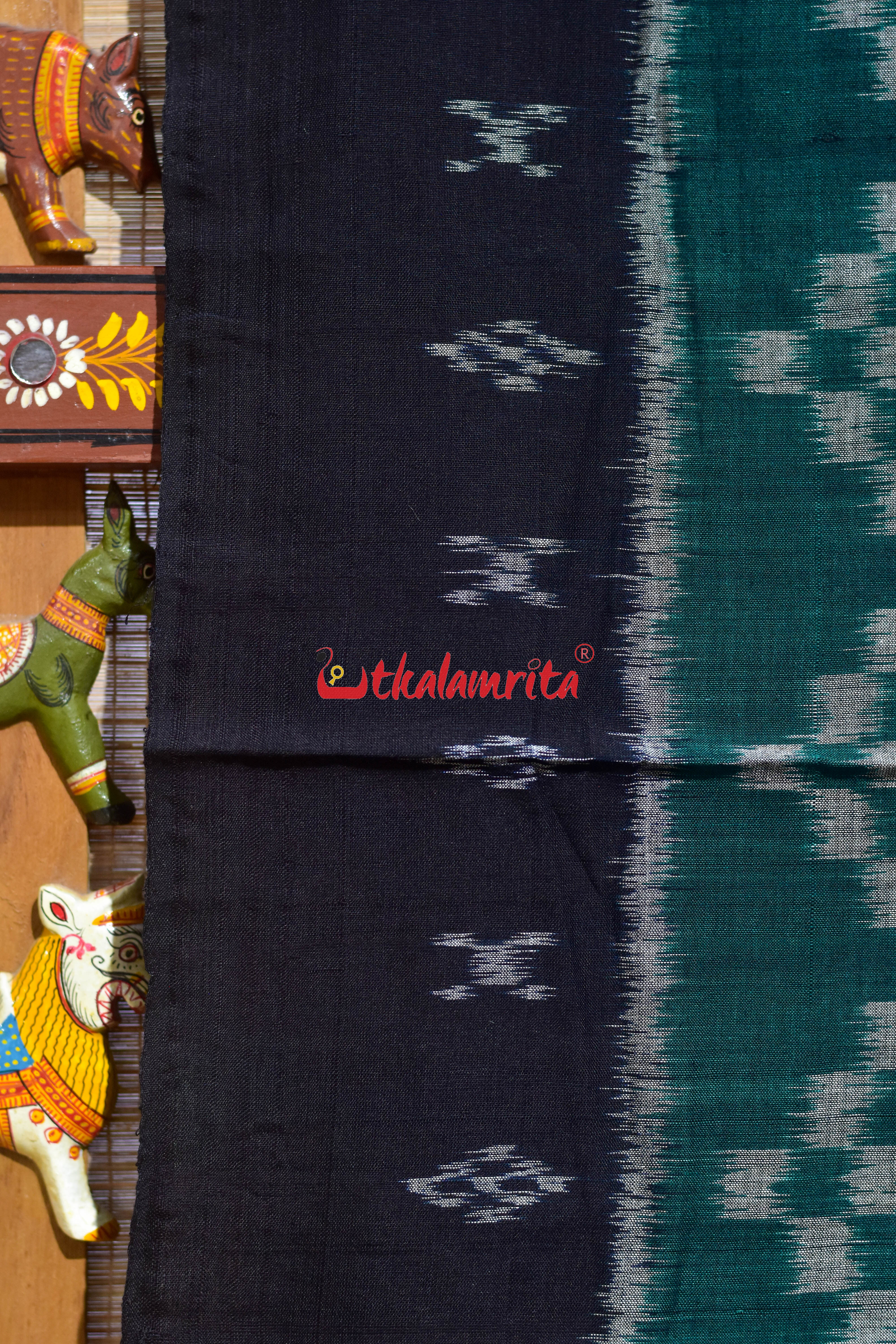 Green Black Pasapali Khandua Cotton Saree