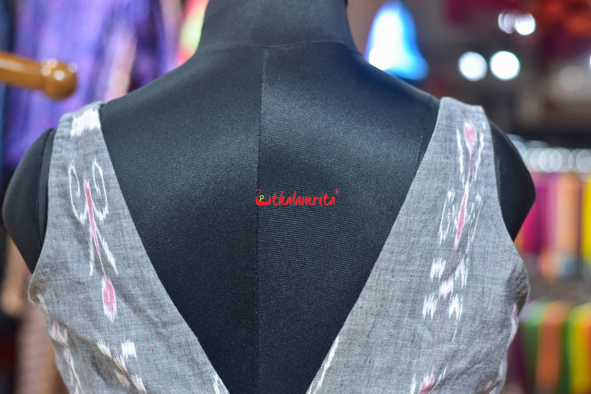 Grey Pasapali and Kadha V Neck (Blouse)