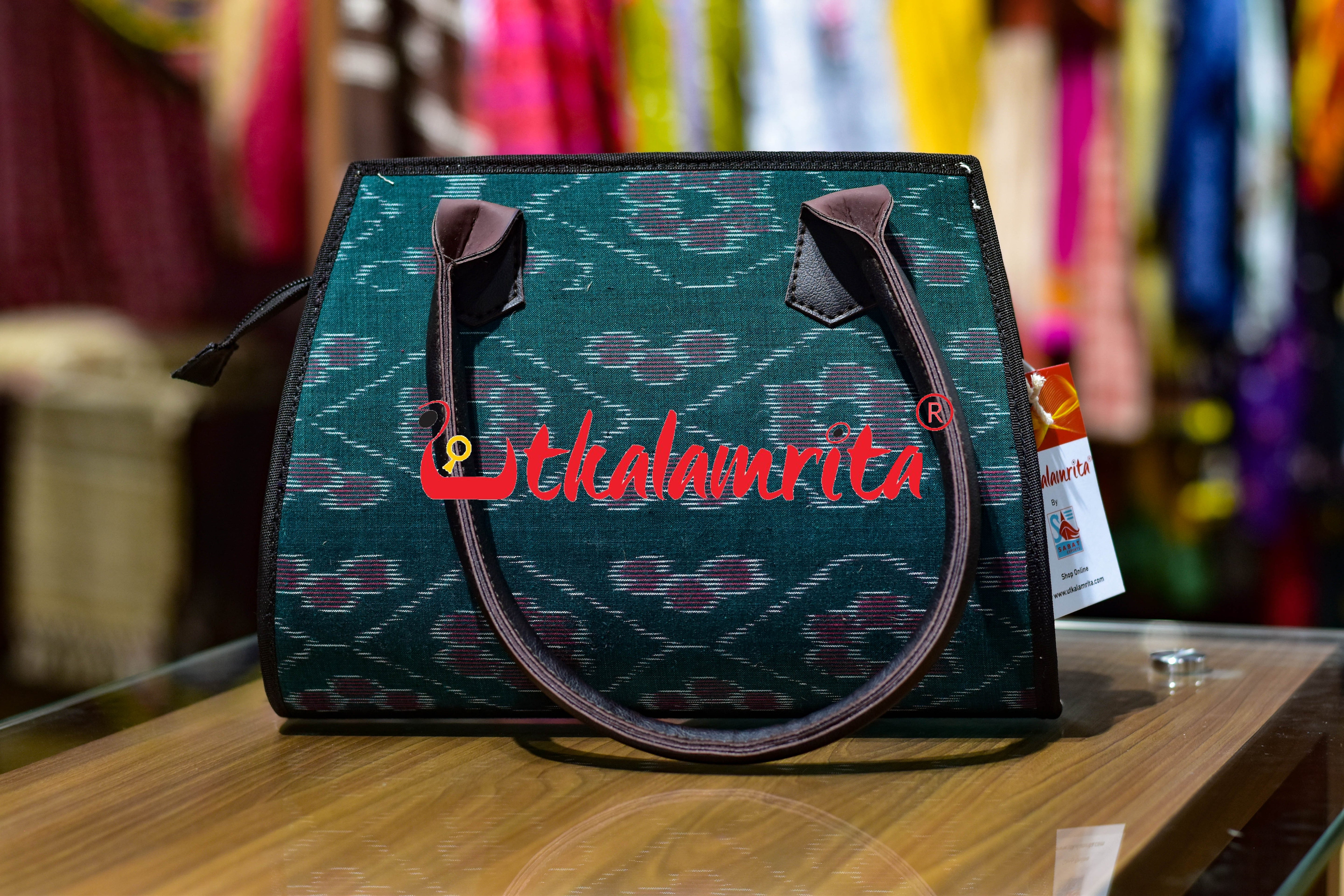 Green Phula Bandha Trapezium Vanity Bag