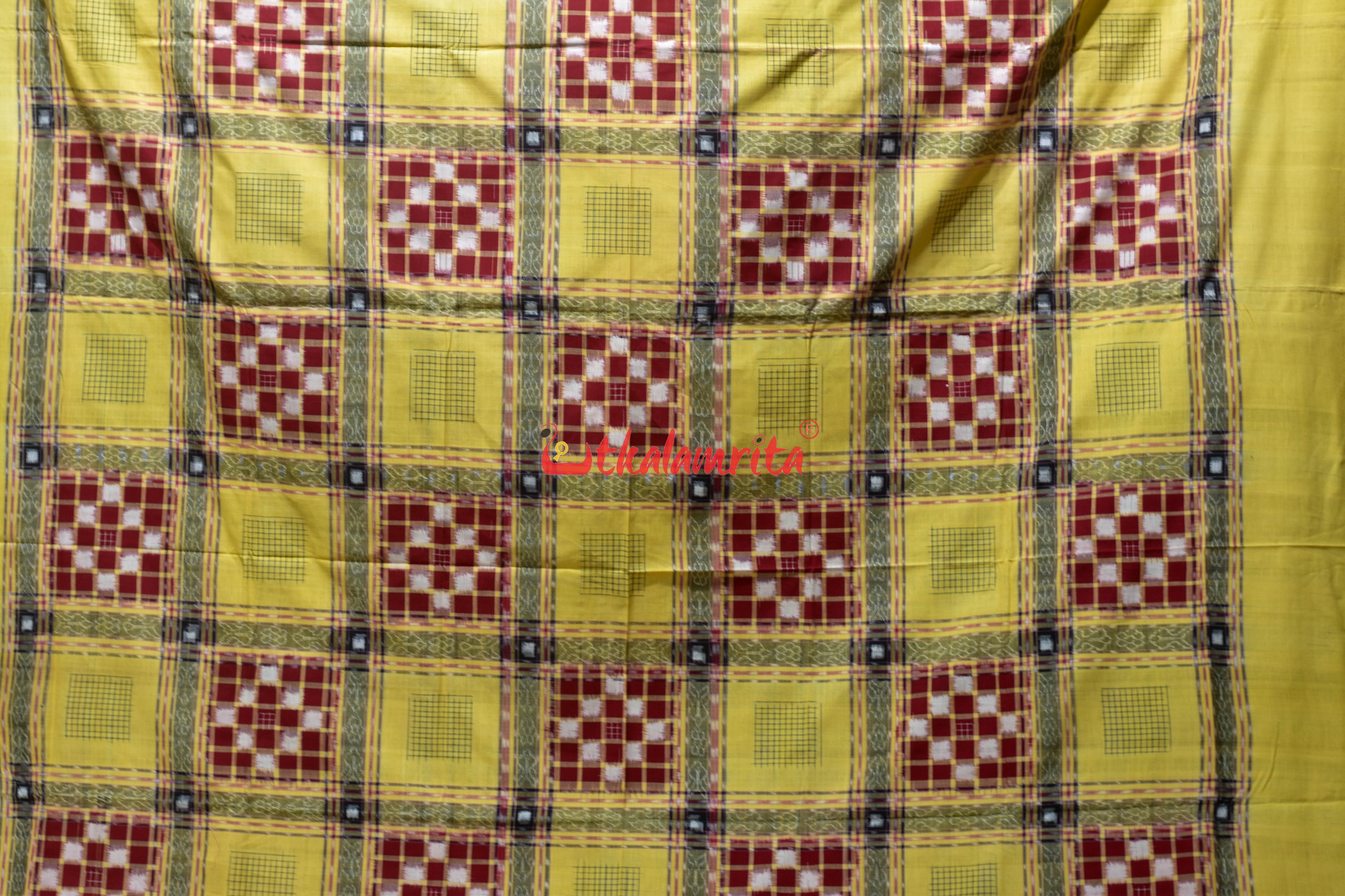 Yellow Red Check Pasapali (Double Bedsheet)