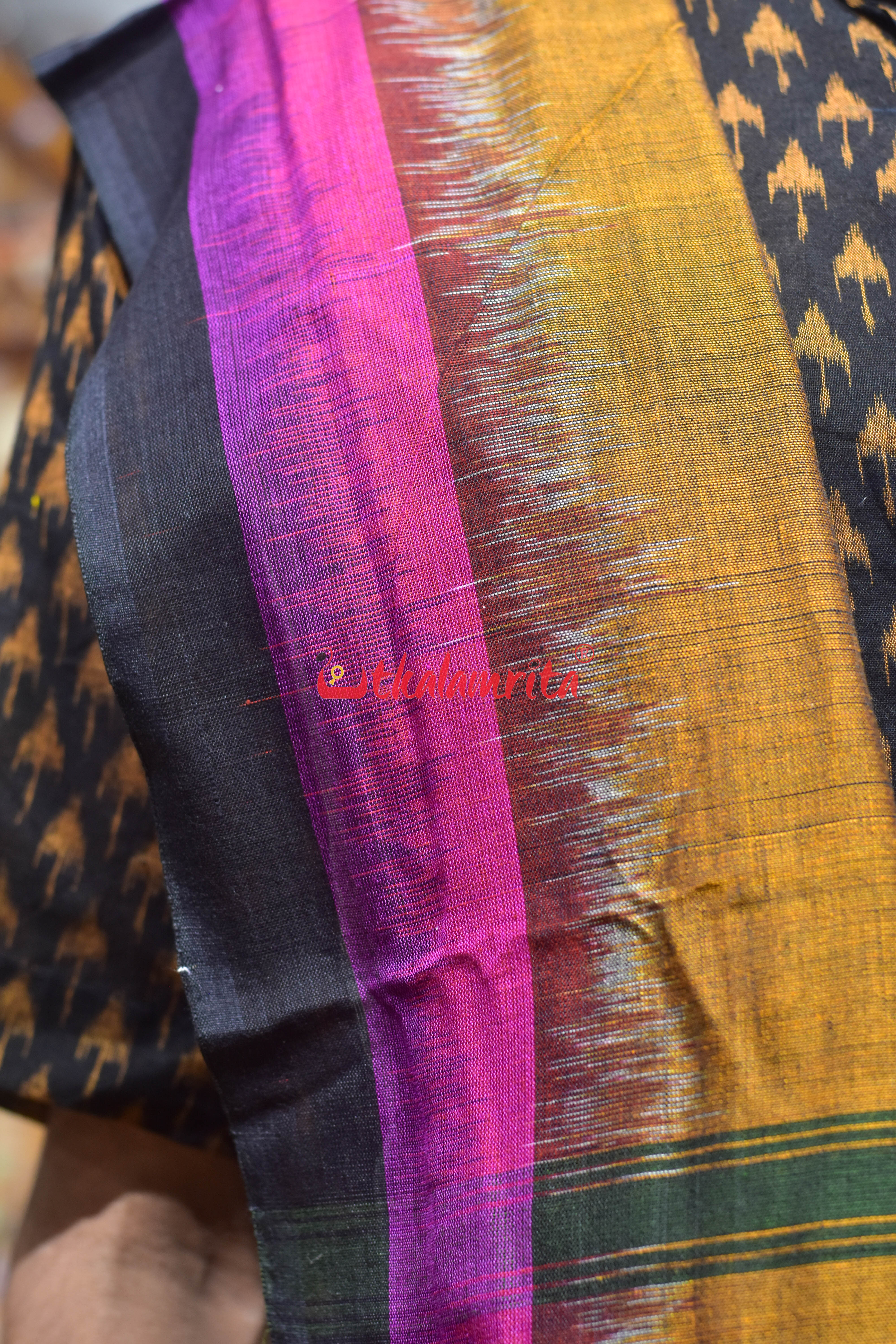 Golden Triple Border Kumbha Cotton Joda