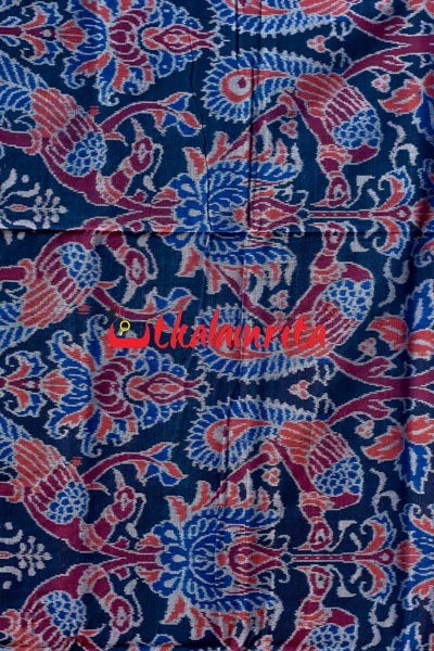 Peacocks Teal Sambalpuri Cotton Saree