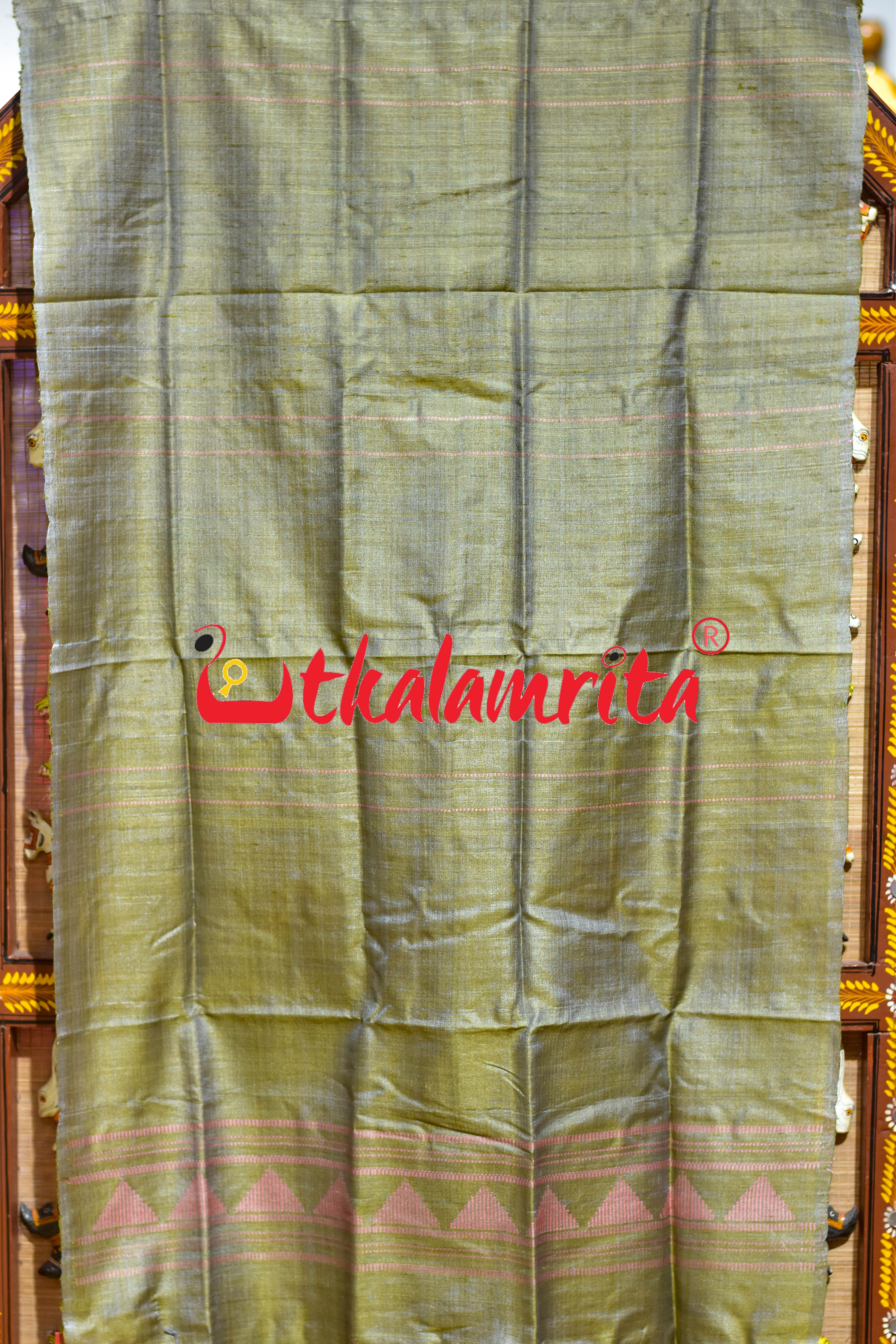 Light Brown Peach Dongria Tussar Silk (Stole)