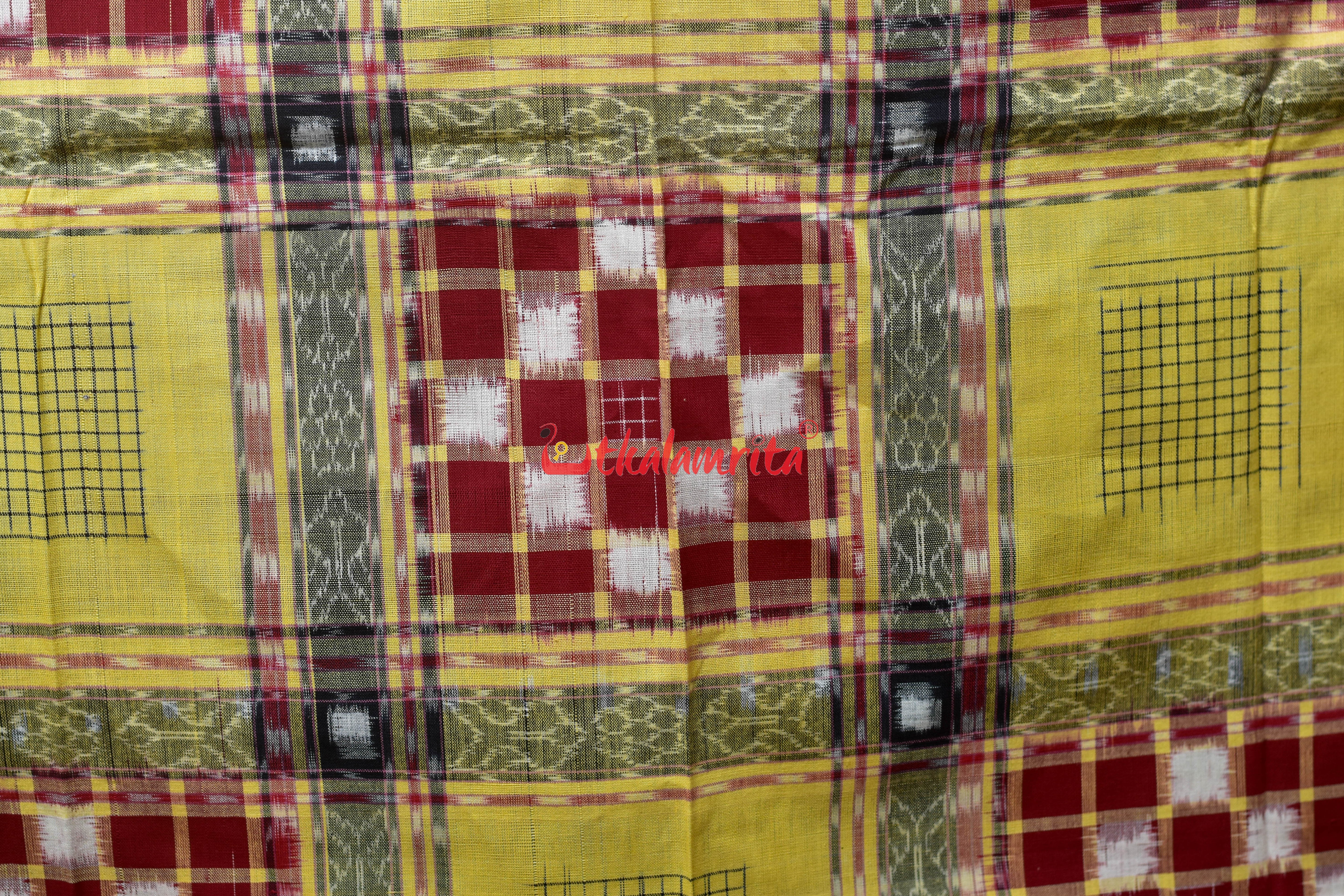 Yellow Red Check Pasapali (Double Bedsheet)