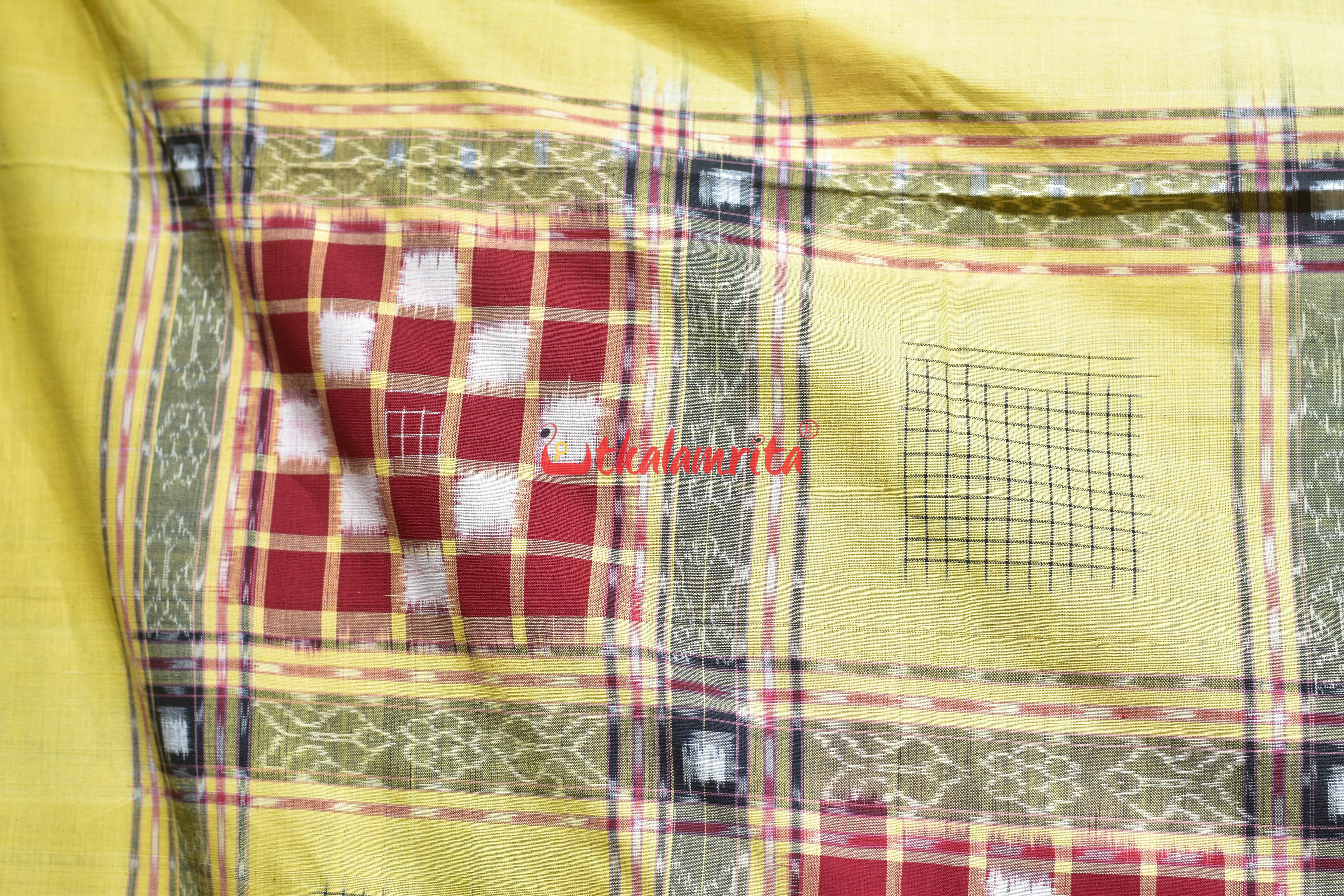 Yellow Red Check Pasapali (Double Bedsheet)