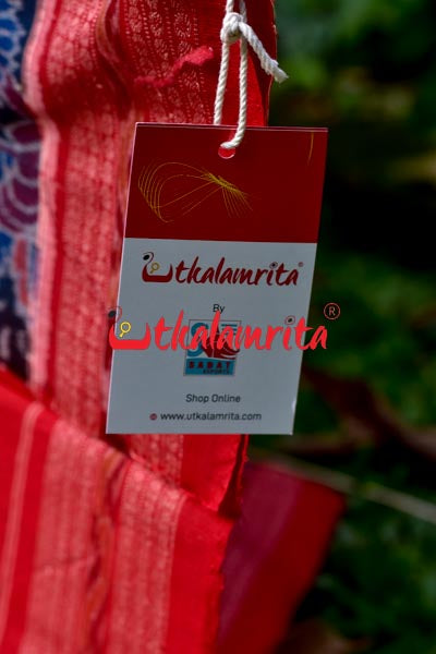 Peacocks Teal Sambalpuri Cotton Saree