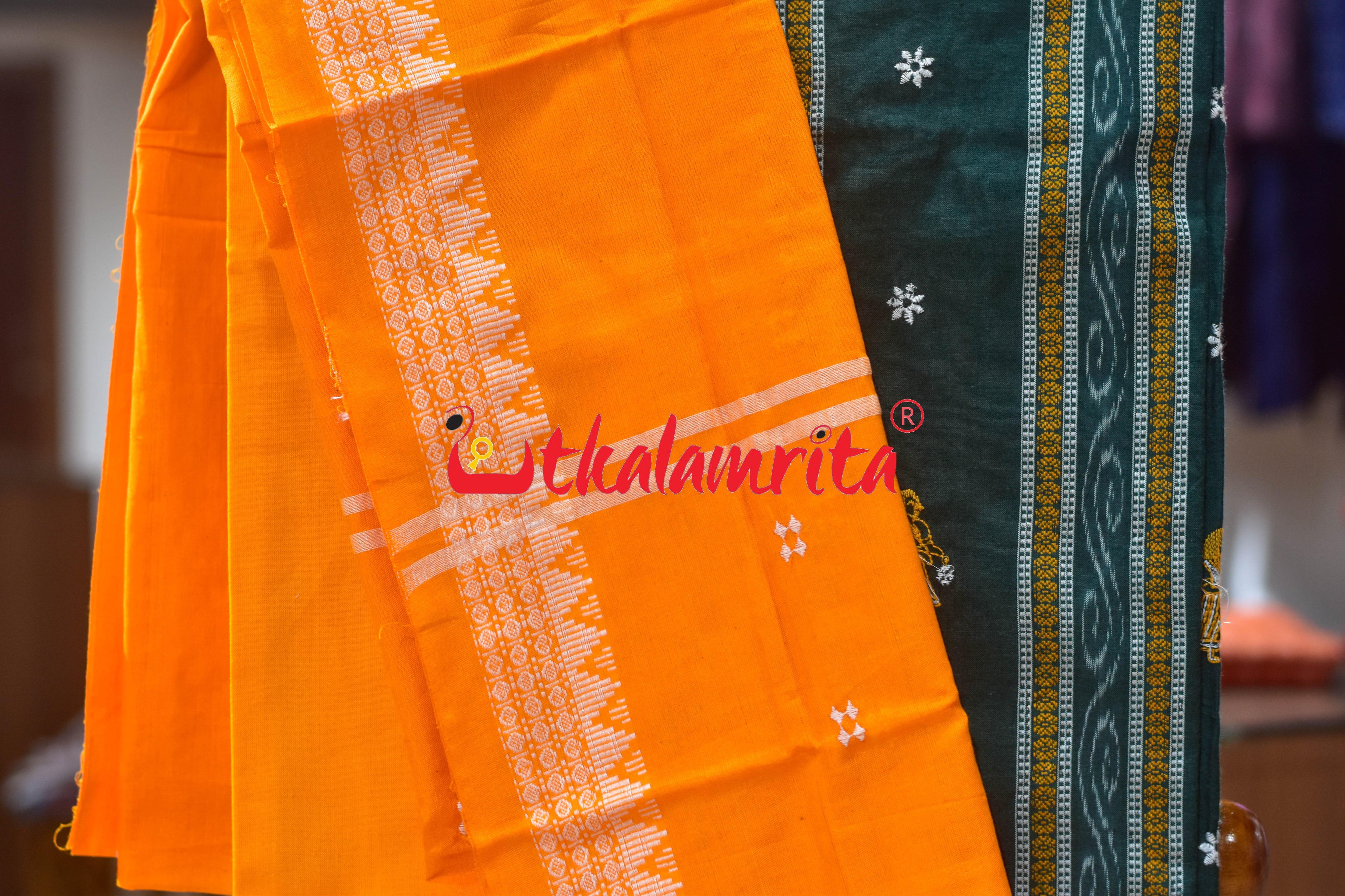 Deep Green Yellow Doll Bomkai Dress Set