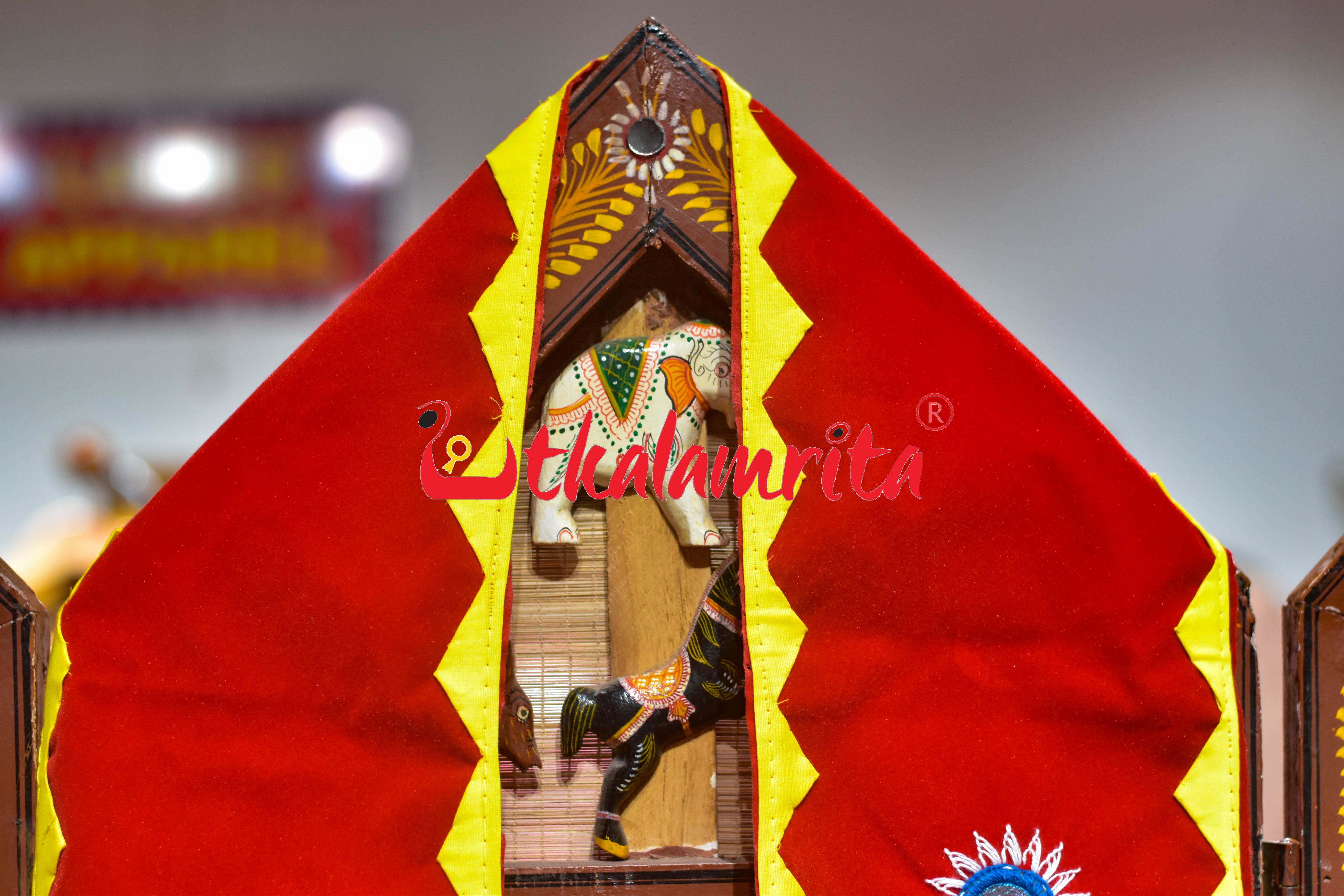 Mirror with Sun Design with Red Pipili (Uttariya)