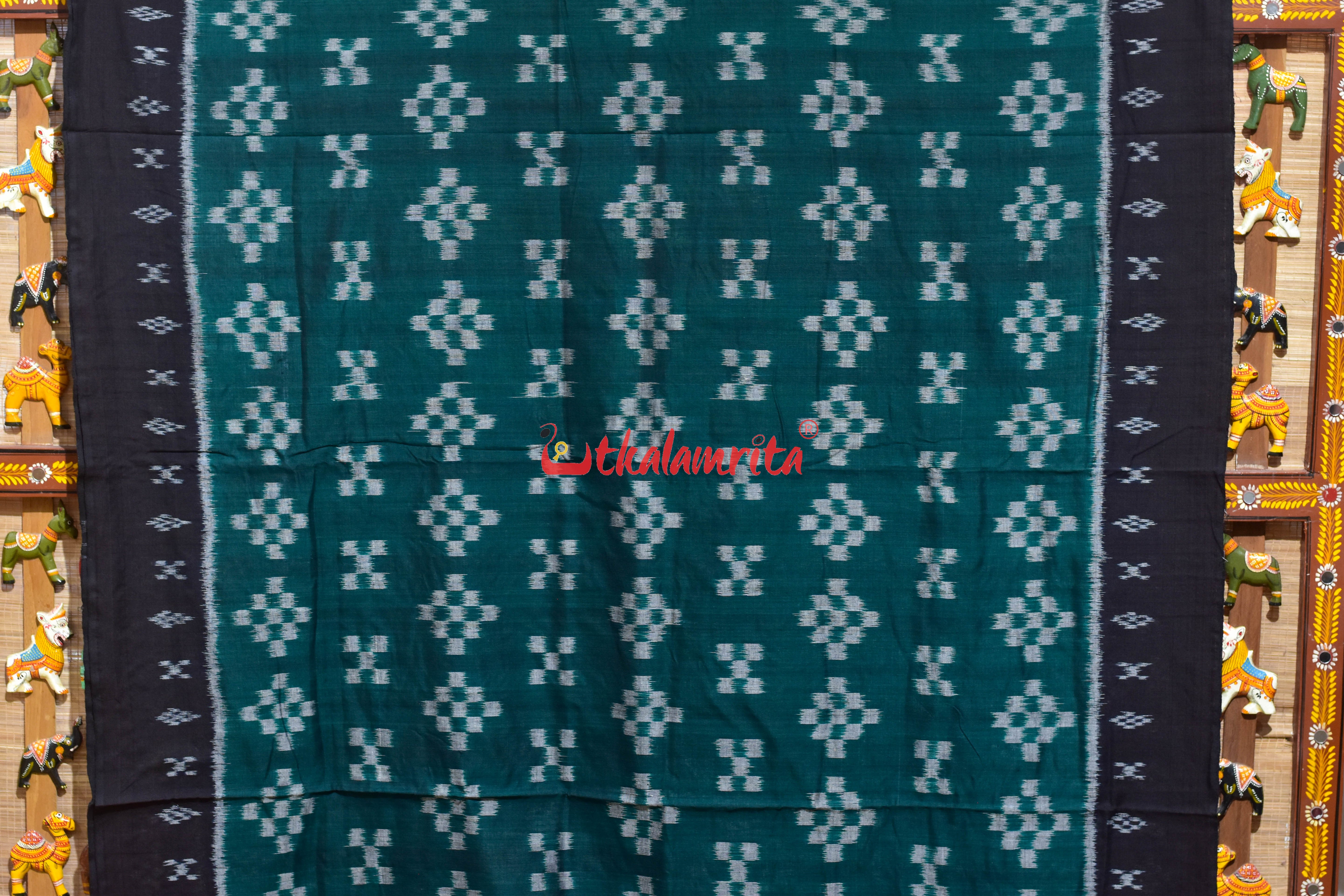 Green Black Pasapali Khandua Cotton Saree