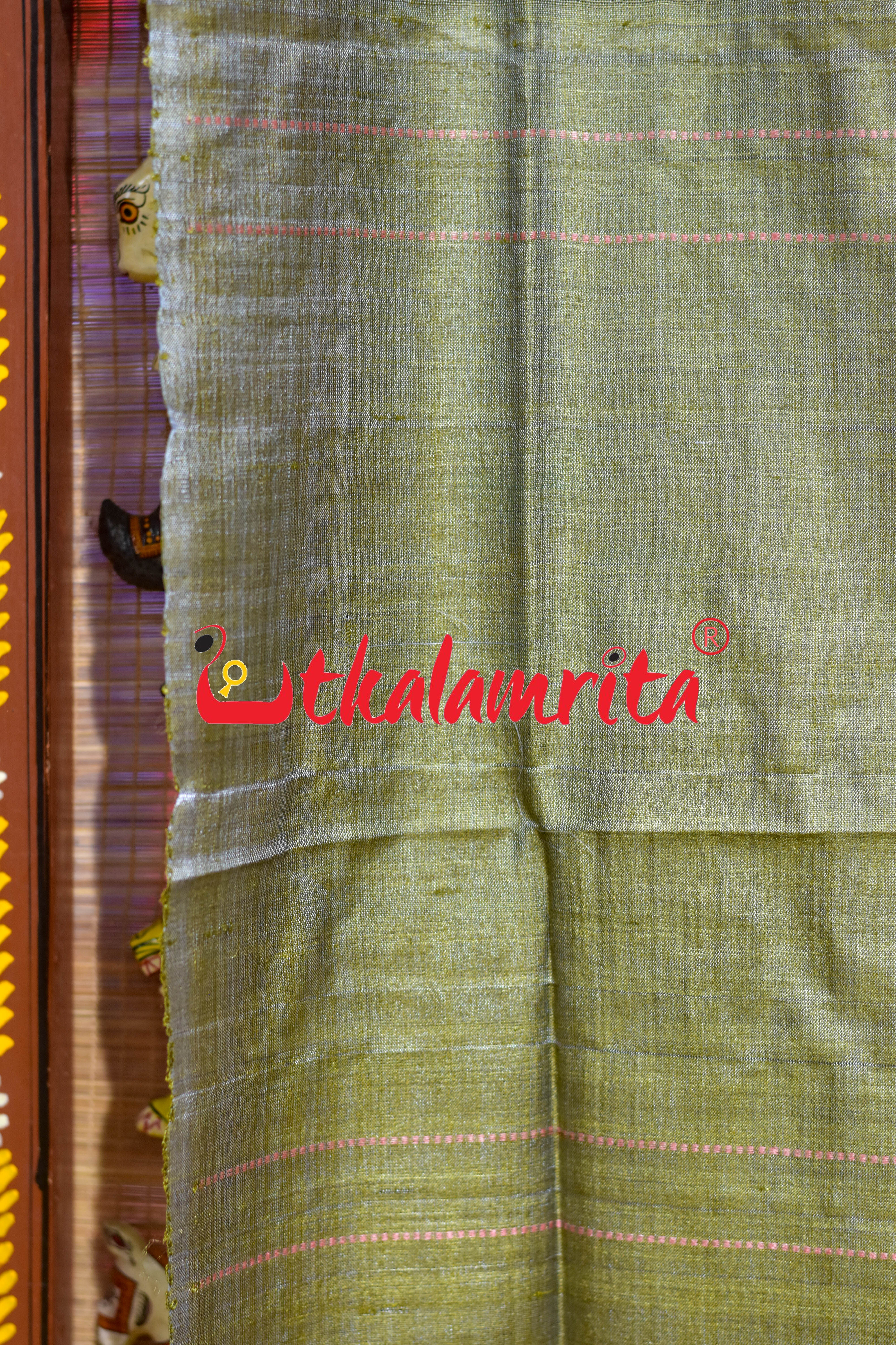 Light Brown Peach Dongria Tussar Silk (Stole)