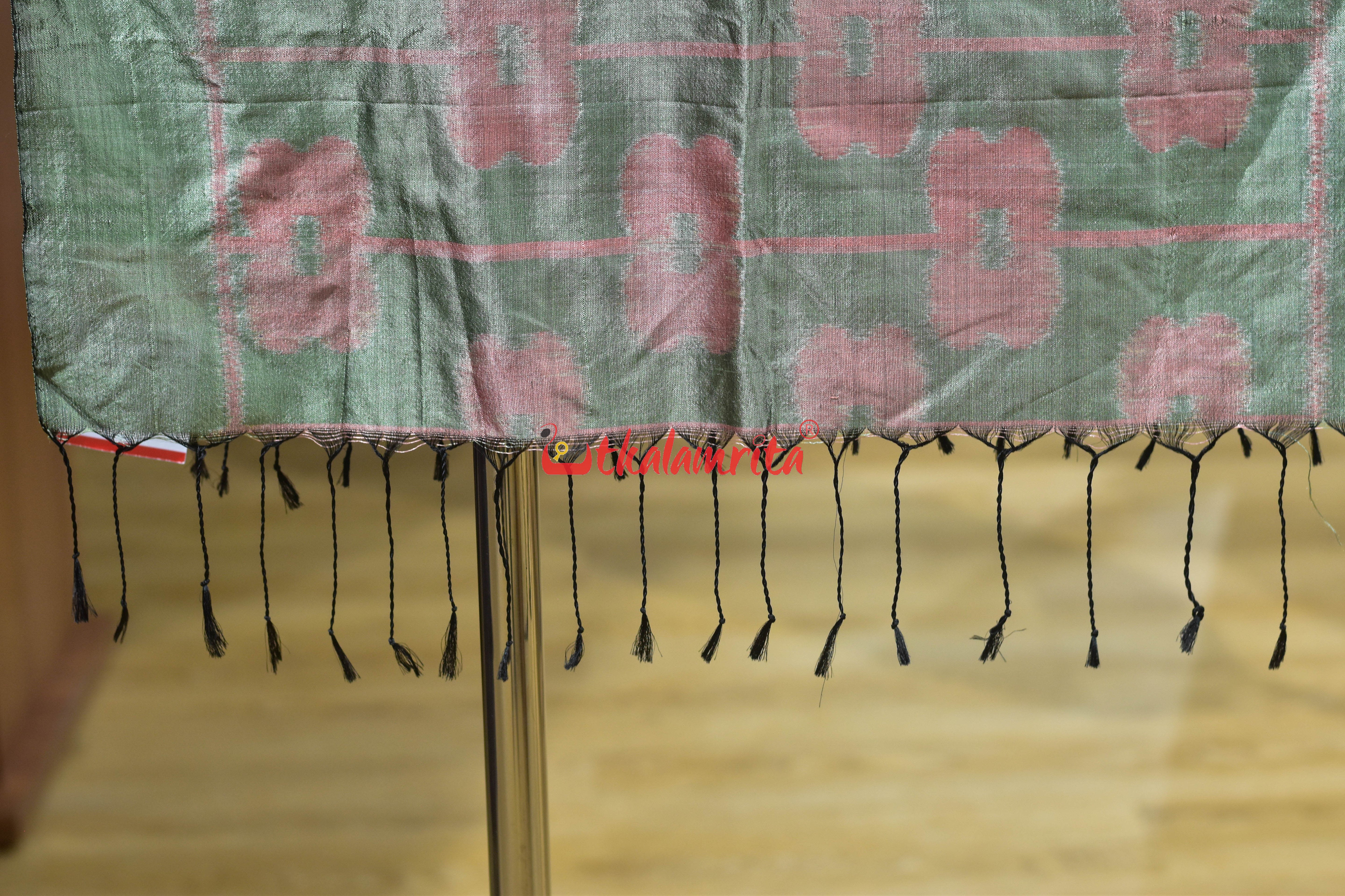 Mossy and Pink Flowers Silk Stole