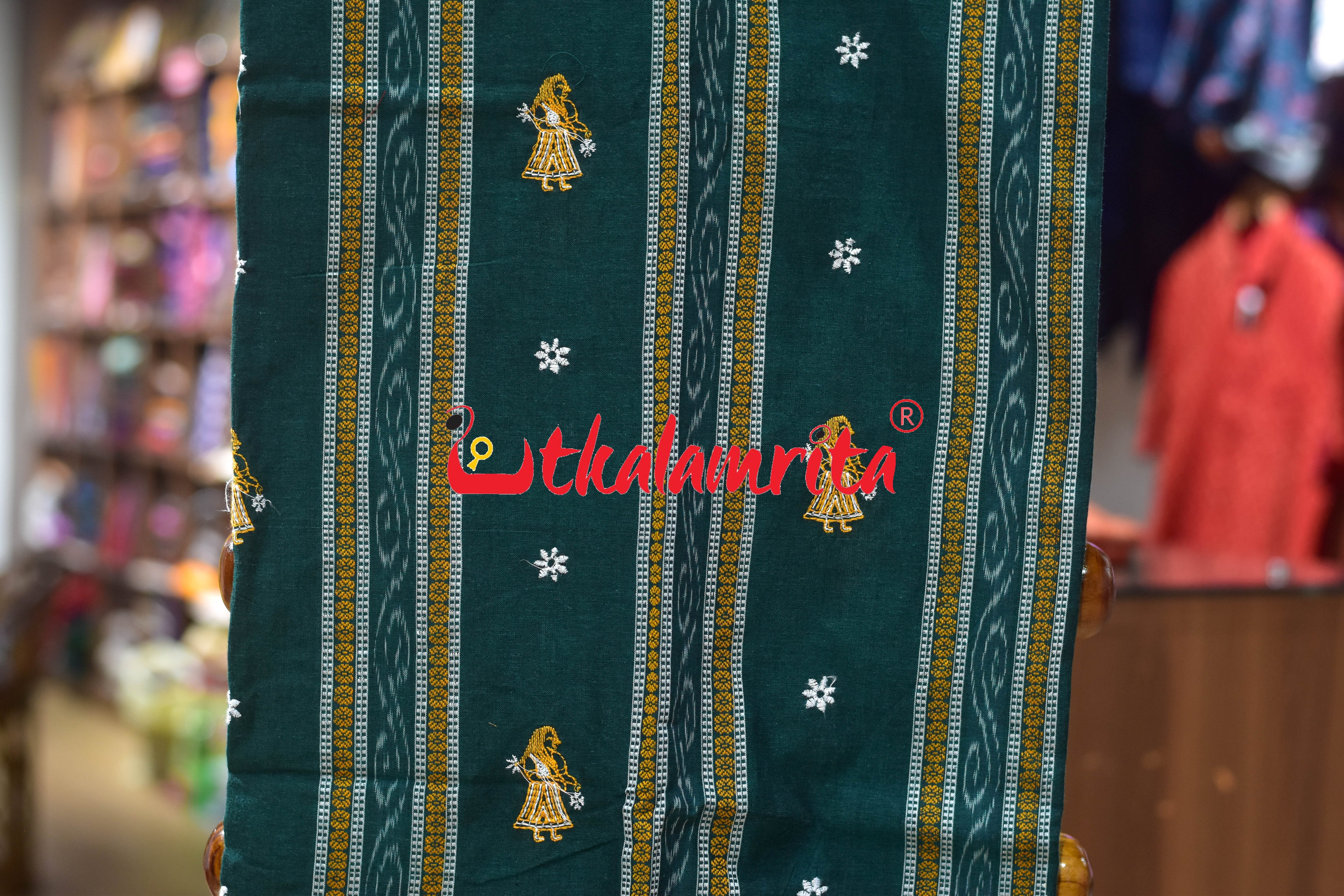 Deep Green Yellow Doll Bomkai Dress Set