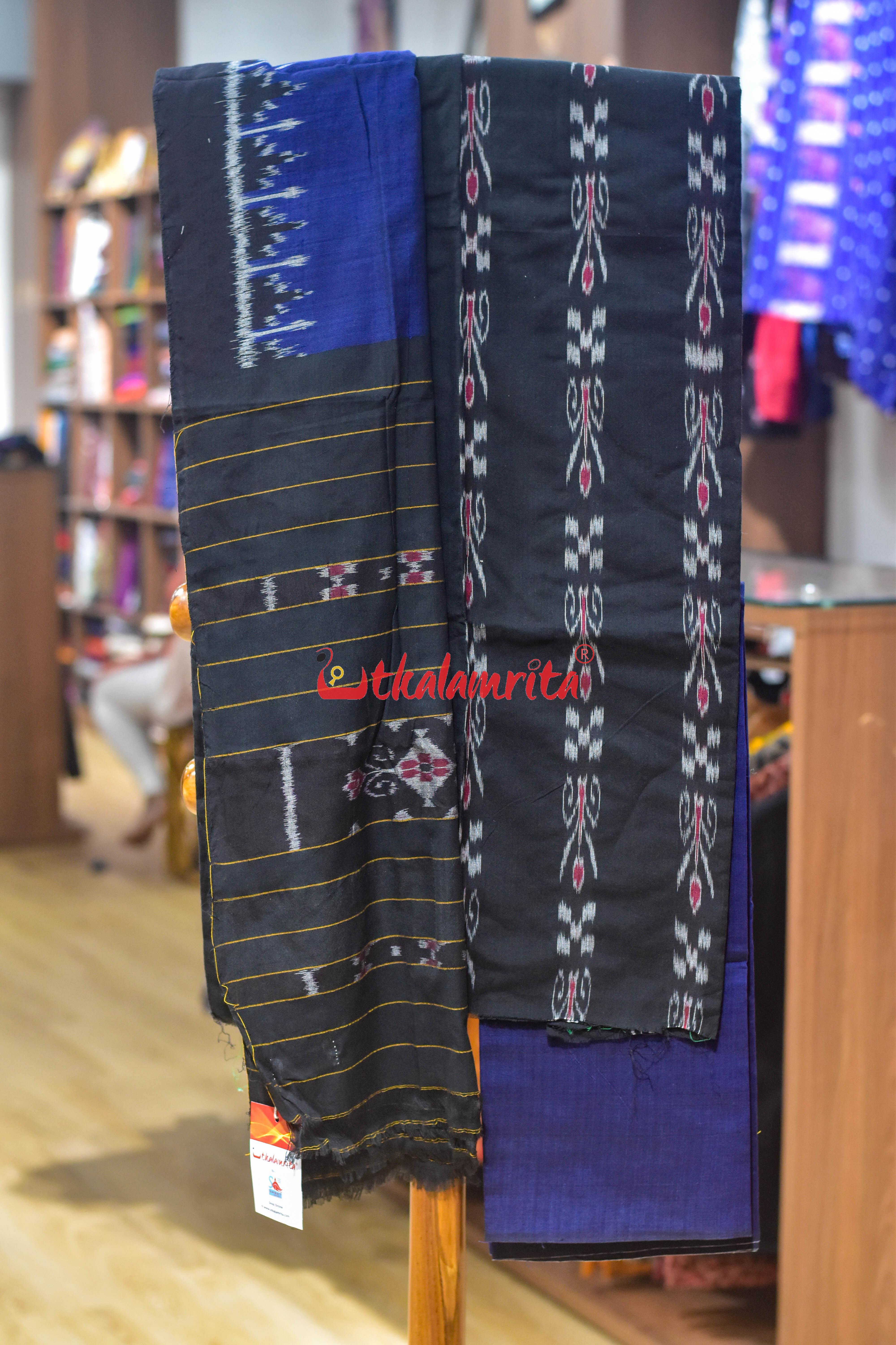 Black Blue Pasapali and Kadha Dress Set