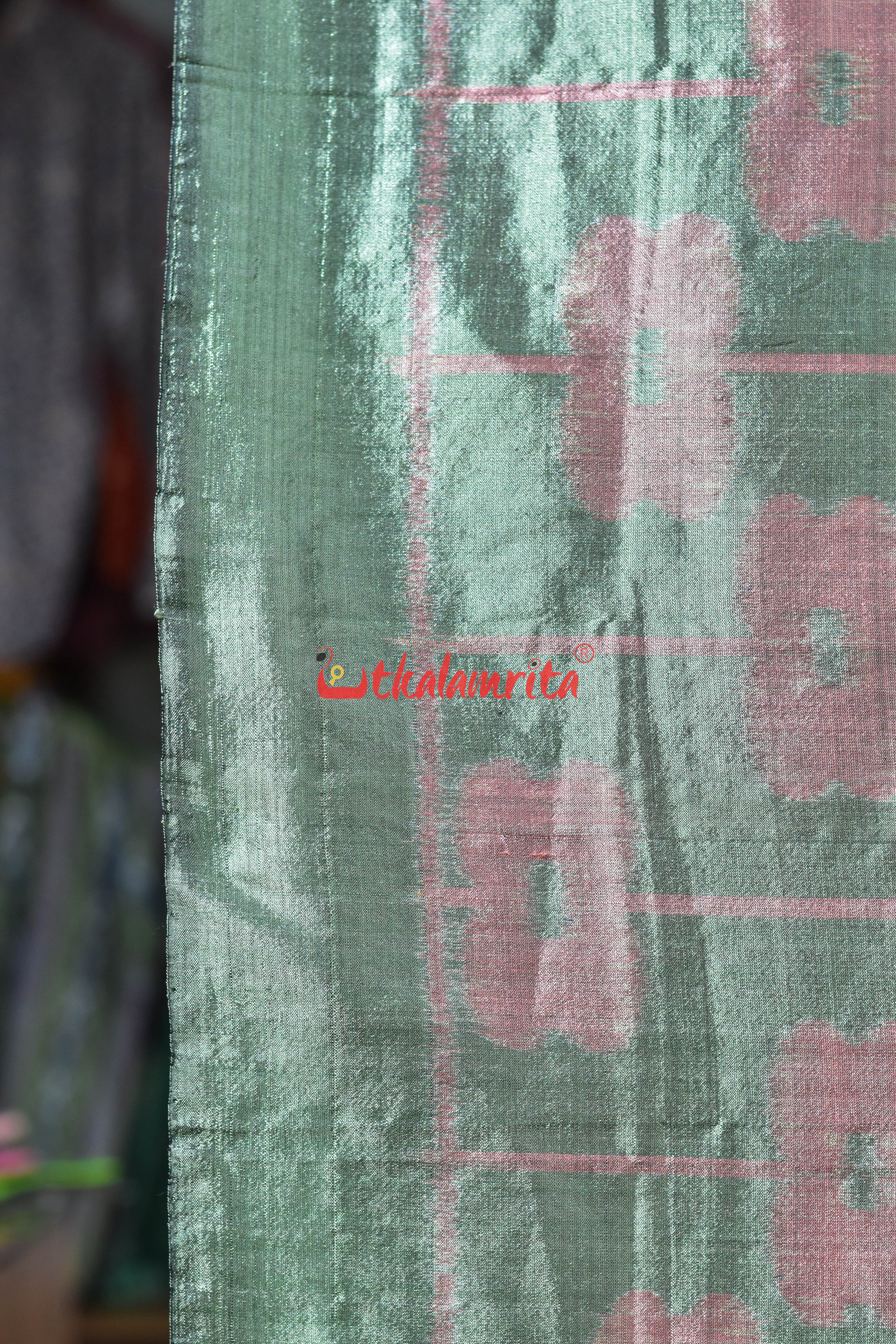 Mossy and Pink Flowers Silk Stole