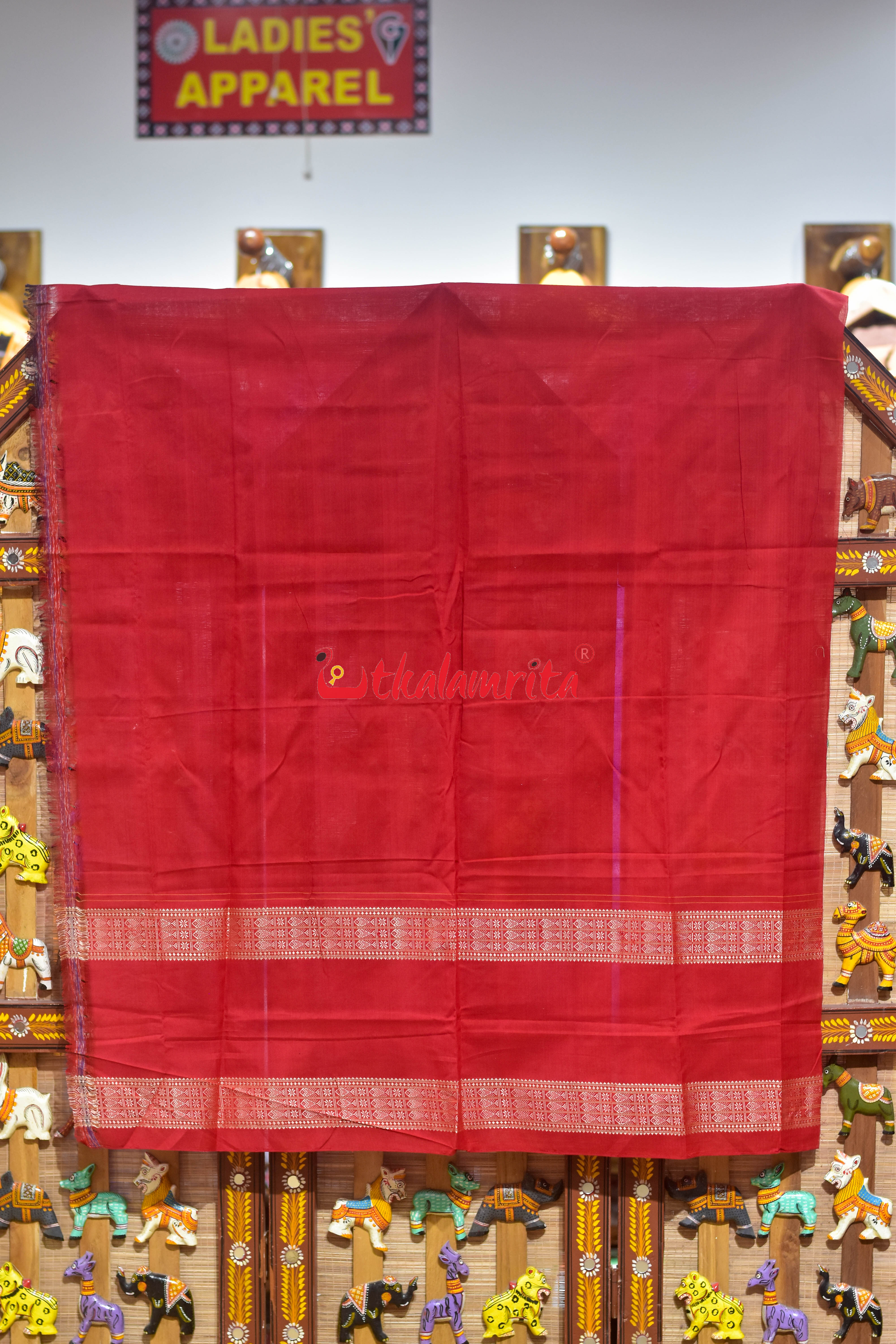 Blue Red Sankha Sambalpuri Cotton Saree