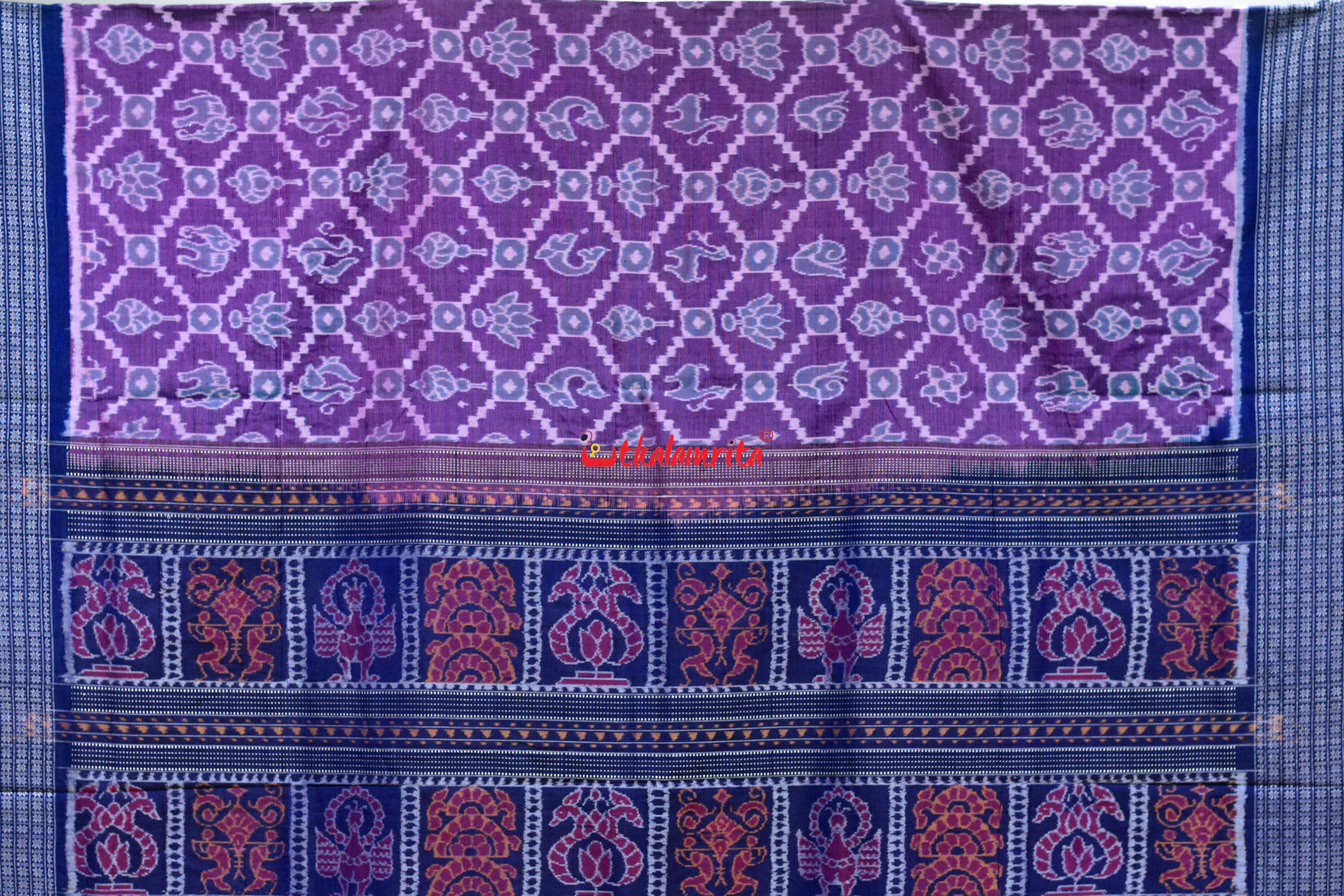 Minty Jamun Kothi Sankha Padma Sambalpuri Cotton Saree