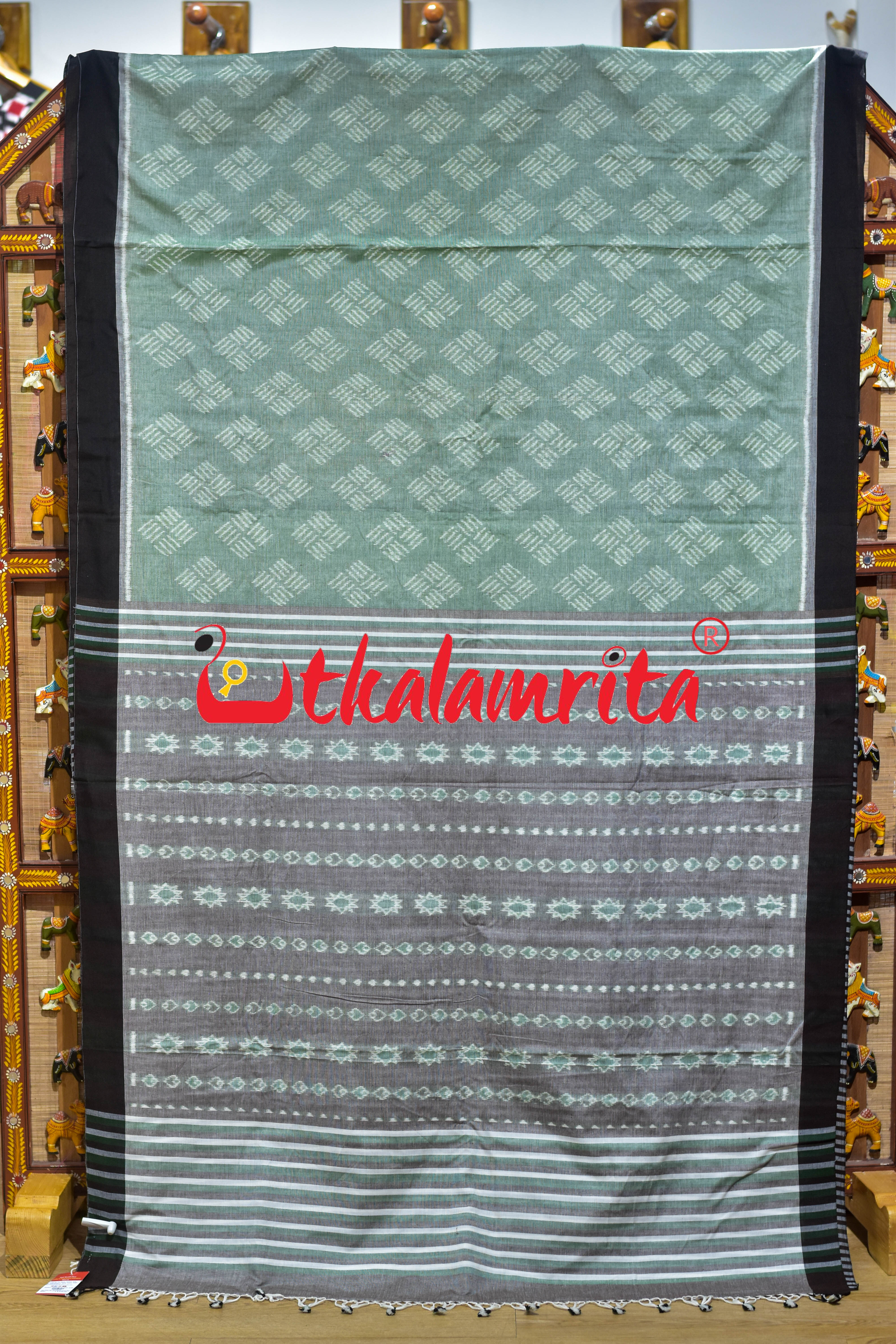 Gaara Thikiri Mint Green Khandua Cotton Saree