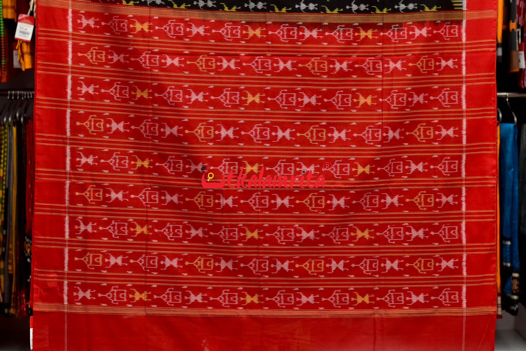 Borderless Tribal Black Sambalpuri Cotton Saree