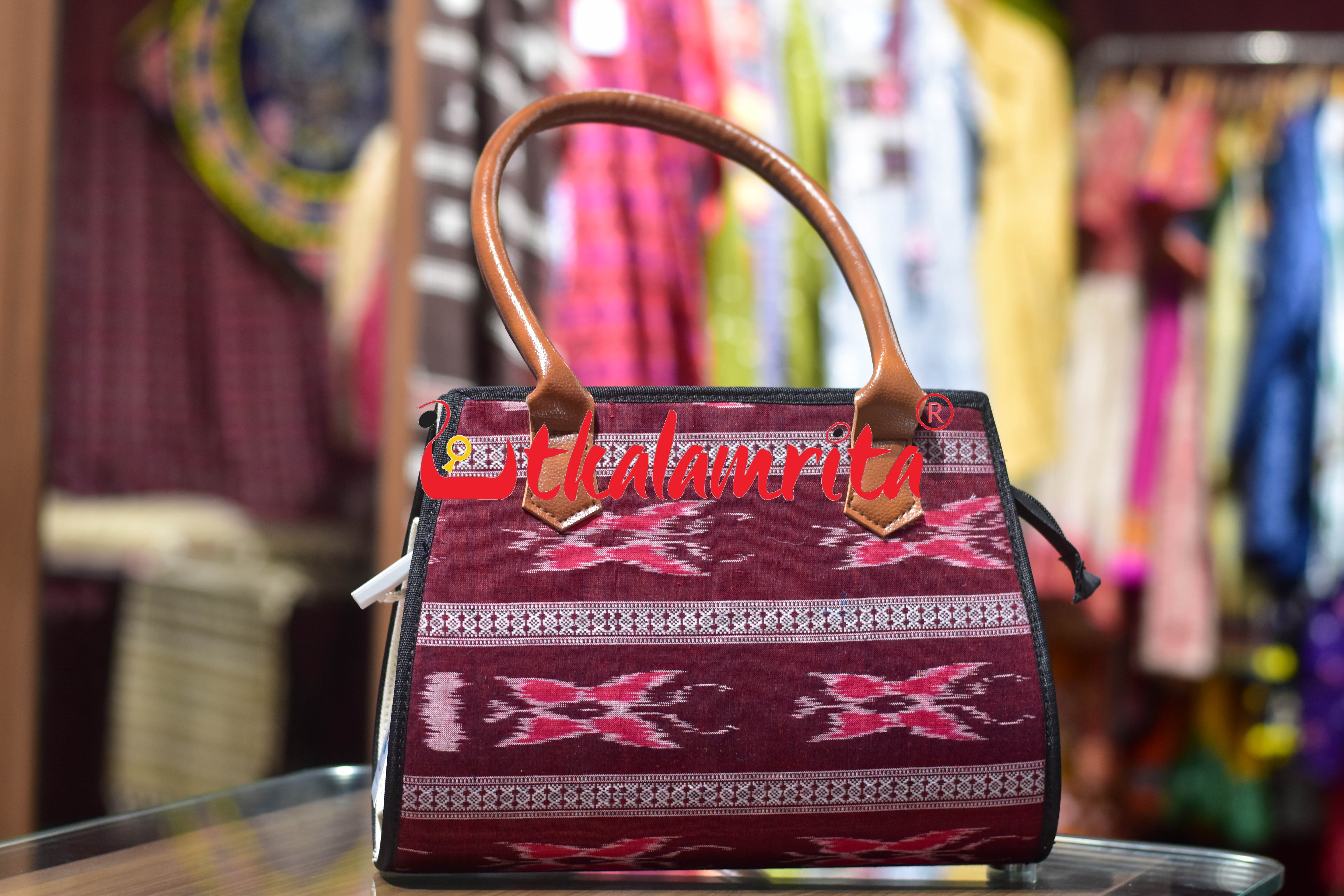 Maroon Butterfly Trapezium Vanity Bag