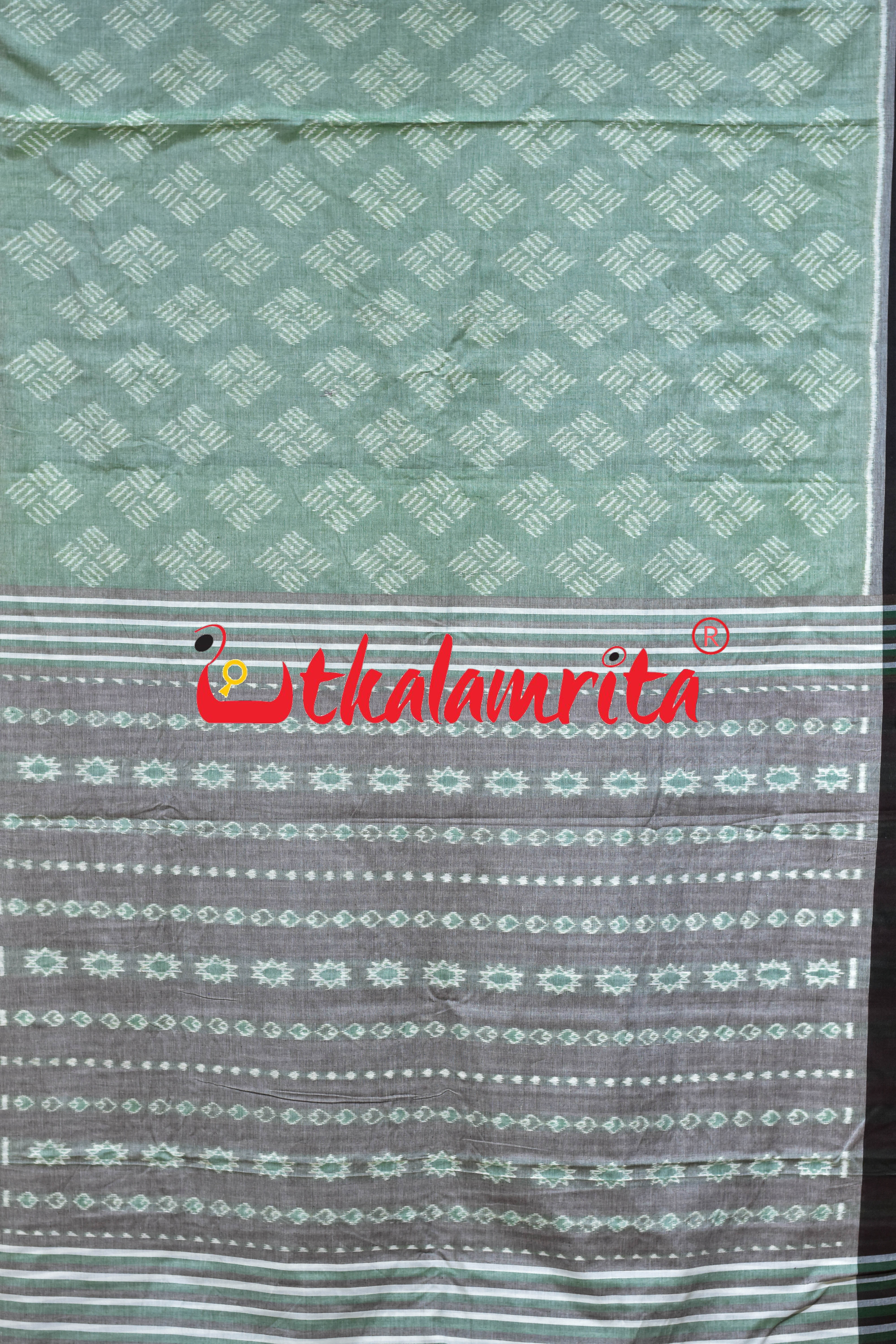 Gaara Thikiri Mint Green Khandua Cotton Saree