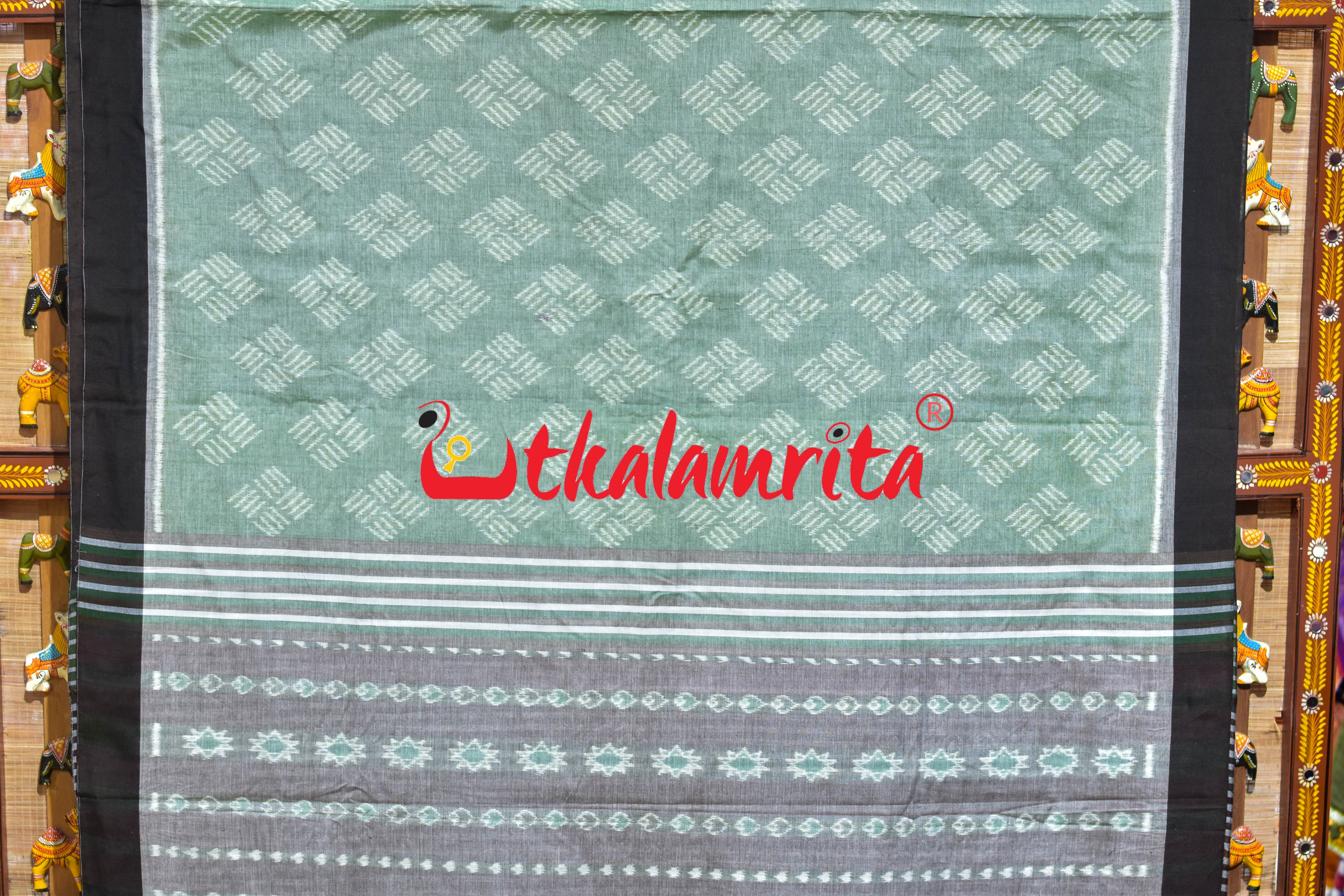 Gaara Thikiri Mint Green Khandua Cotton Saree
