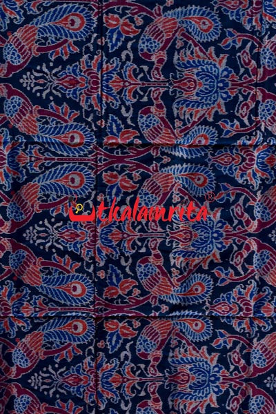 Peacocks Teal Sambalpuri Cotton Saree