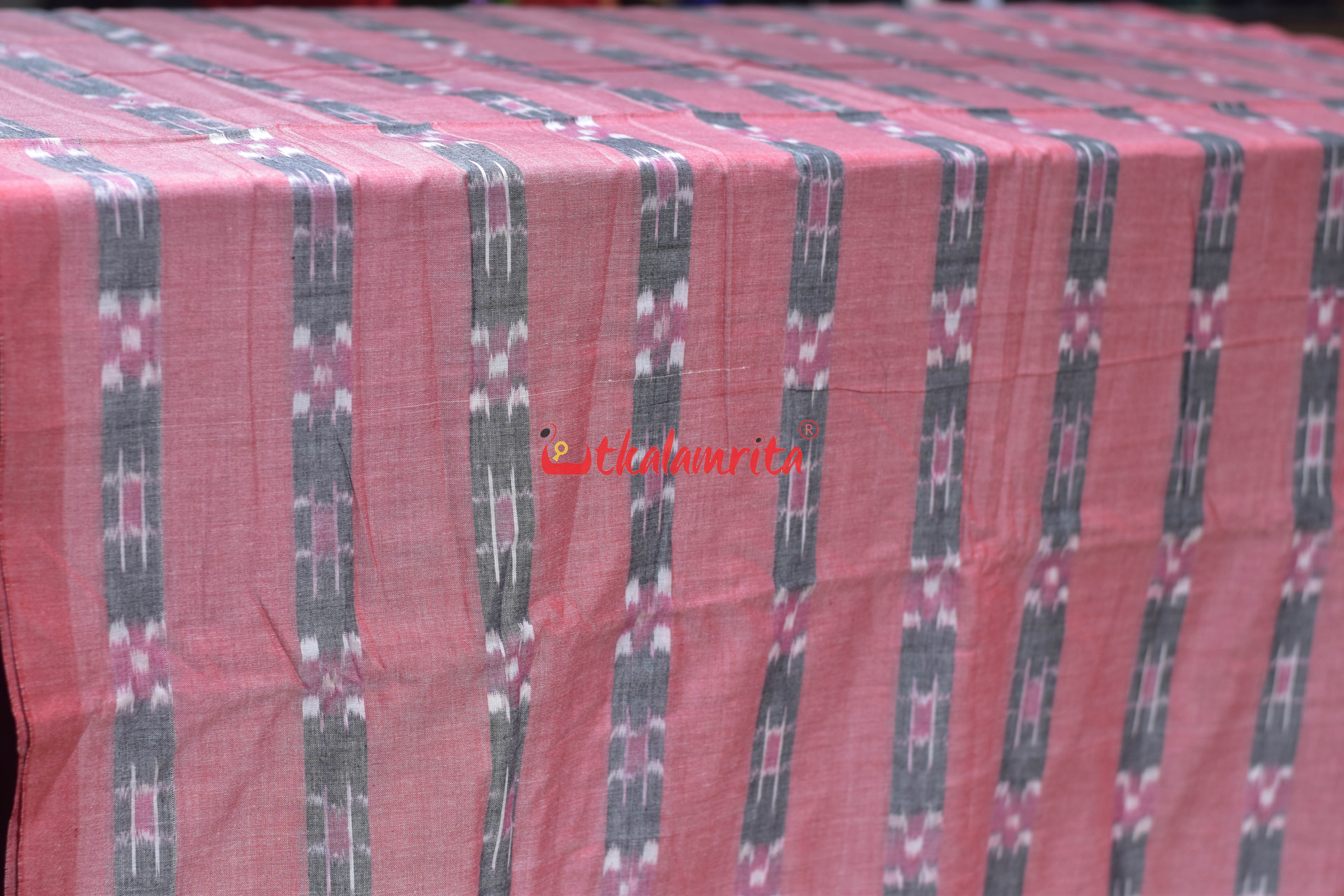 Peach Body Grey Lines Pasapali Cotton (Fabric)