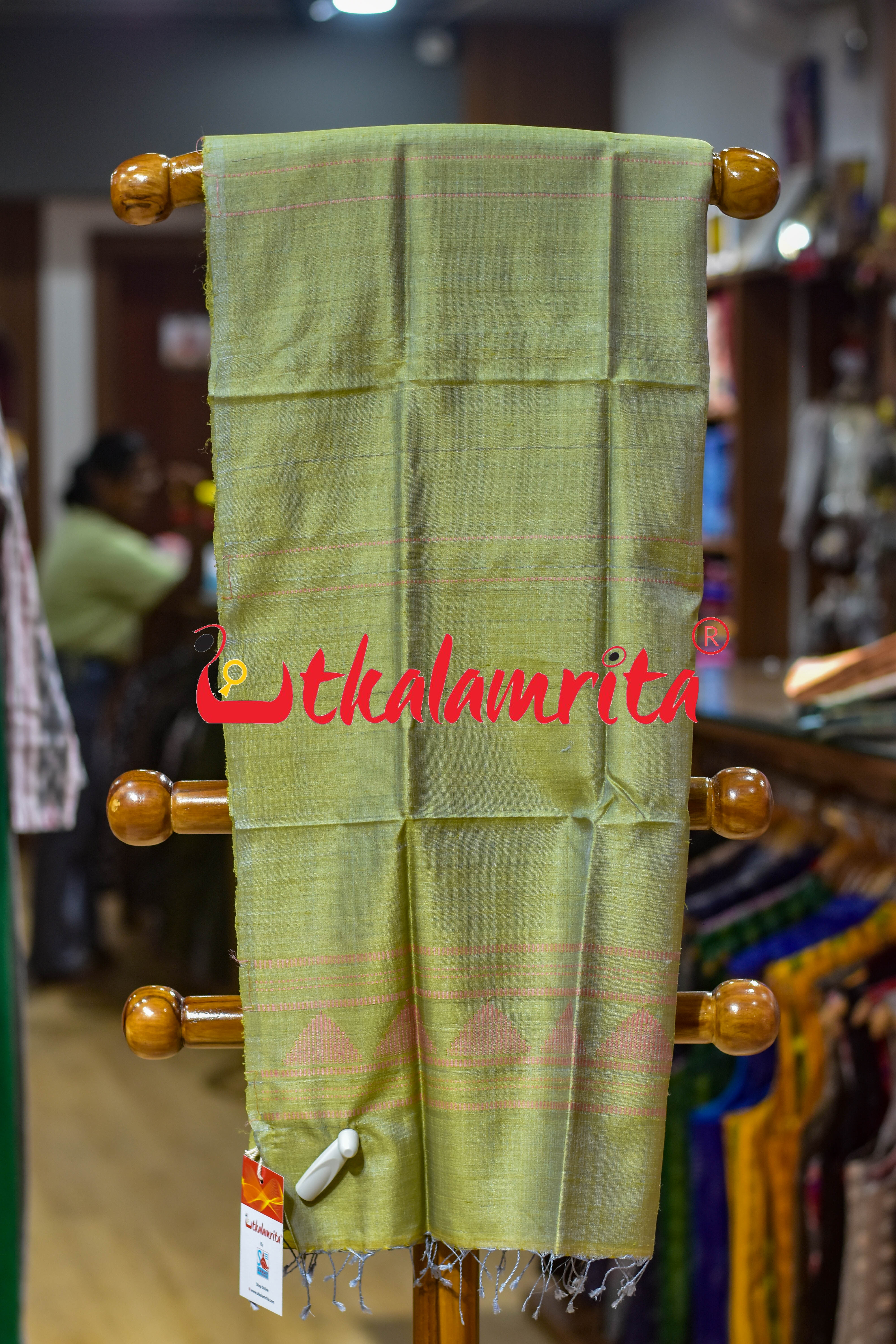 Light Yellow Pink Dongria Tussar Silk (Stole)