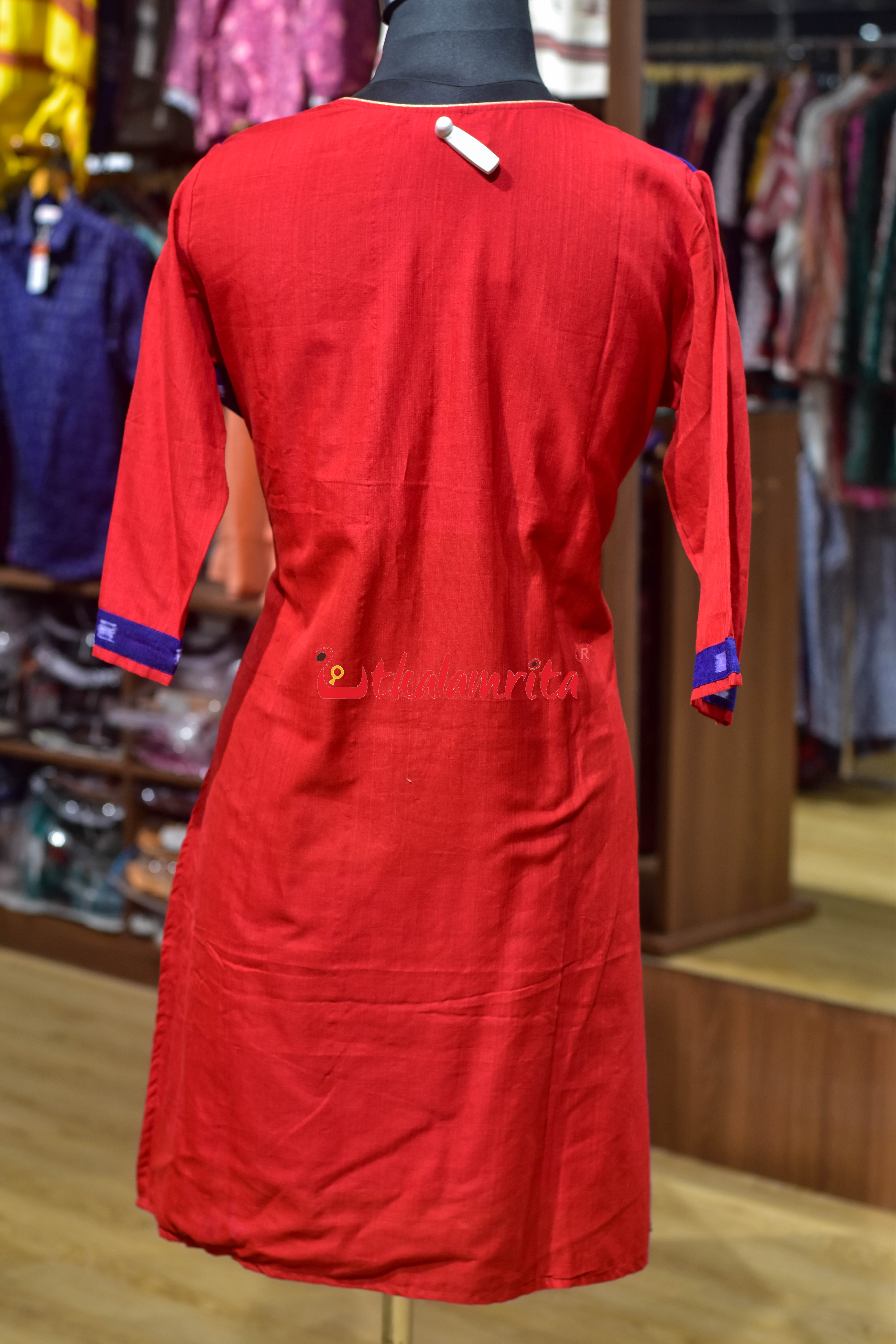 Red Ruby Indigo Ikat (Ladies Kurti)
