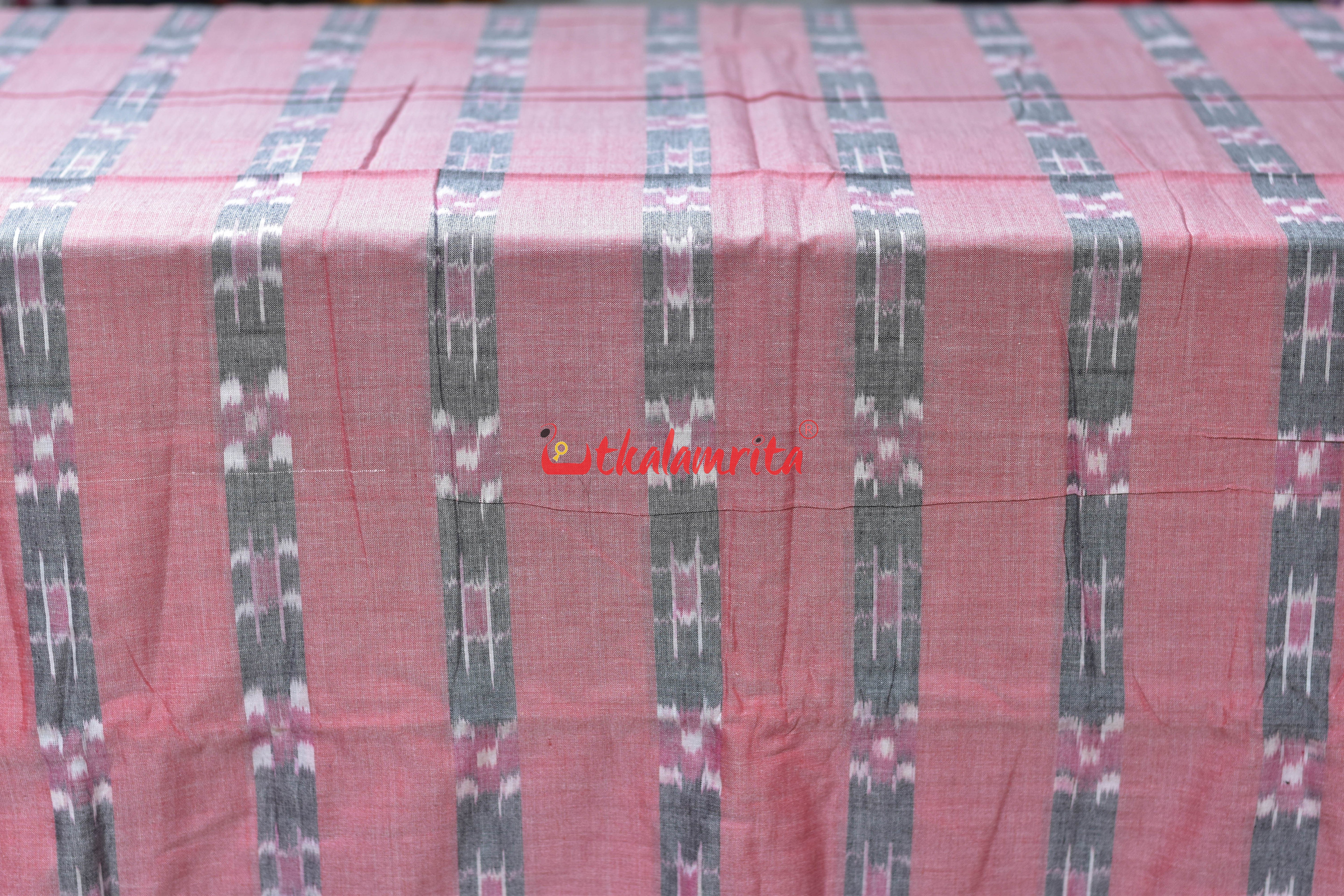 Peach Body Grey Lines Pasapali Cotton (Fabric)