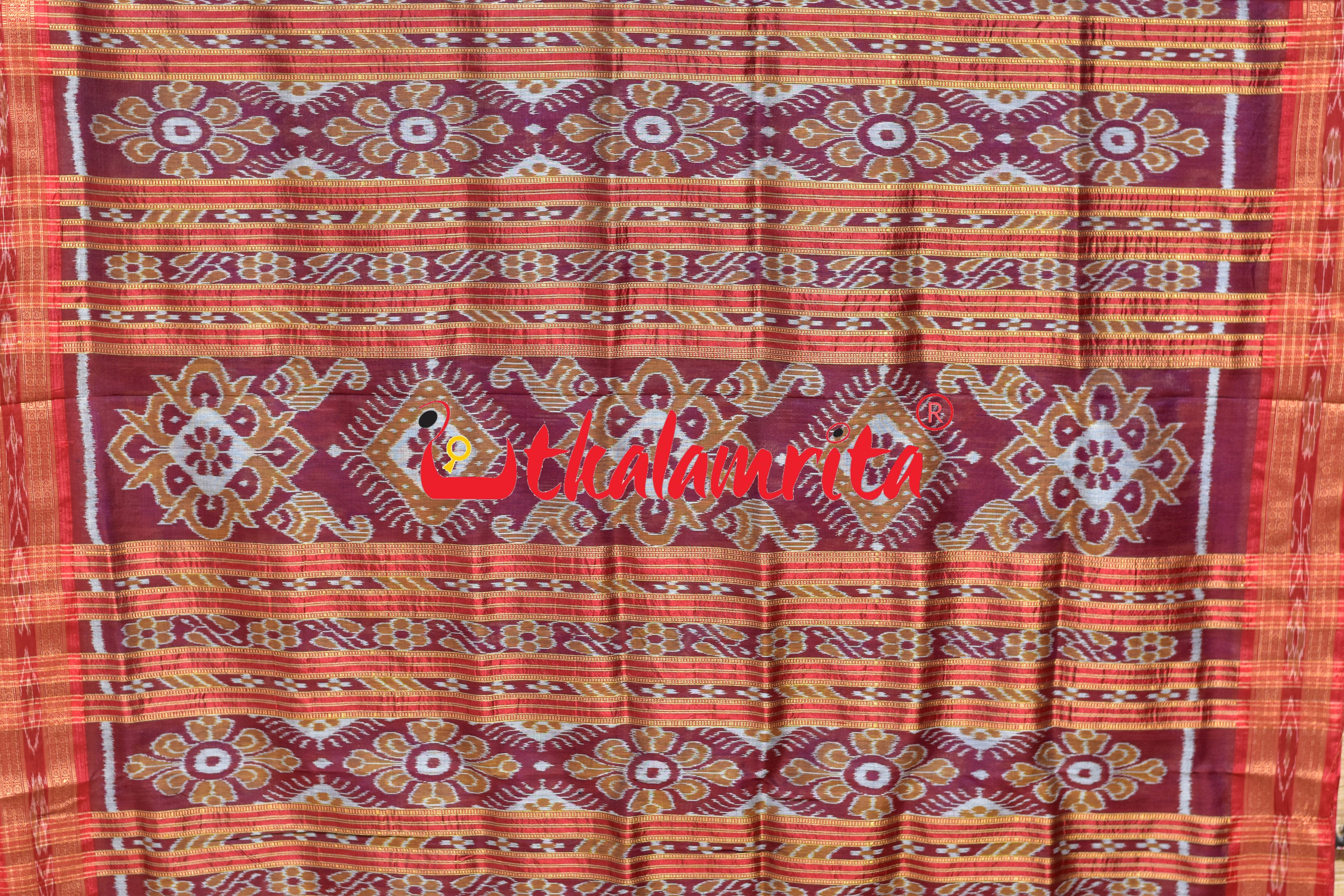 Blue Red Tribal Pasapali Khandua Silk Saree