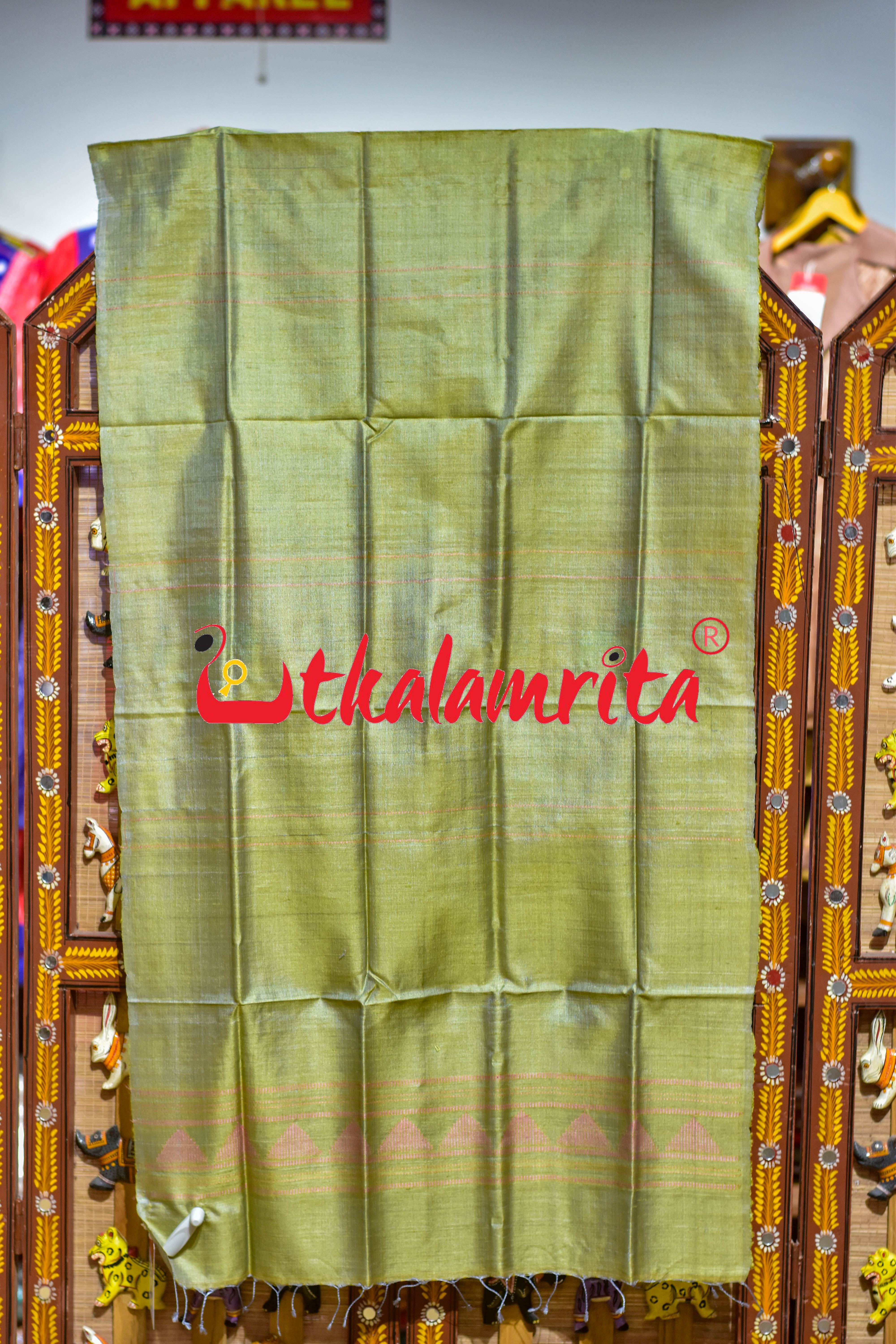 Light Yellow Pink Dongria Tussar Silk (Stole)