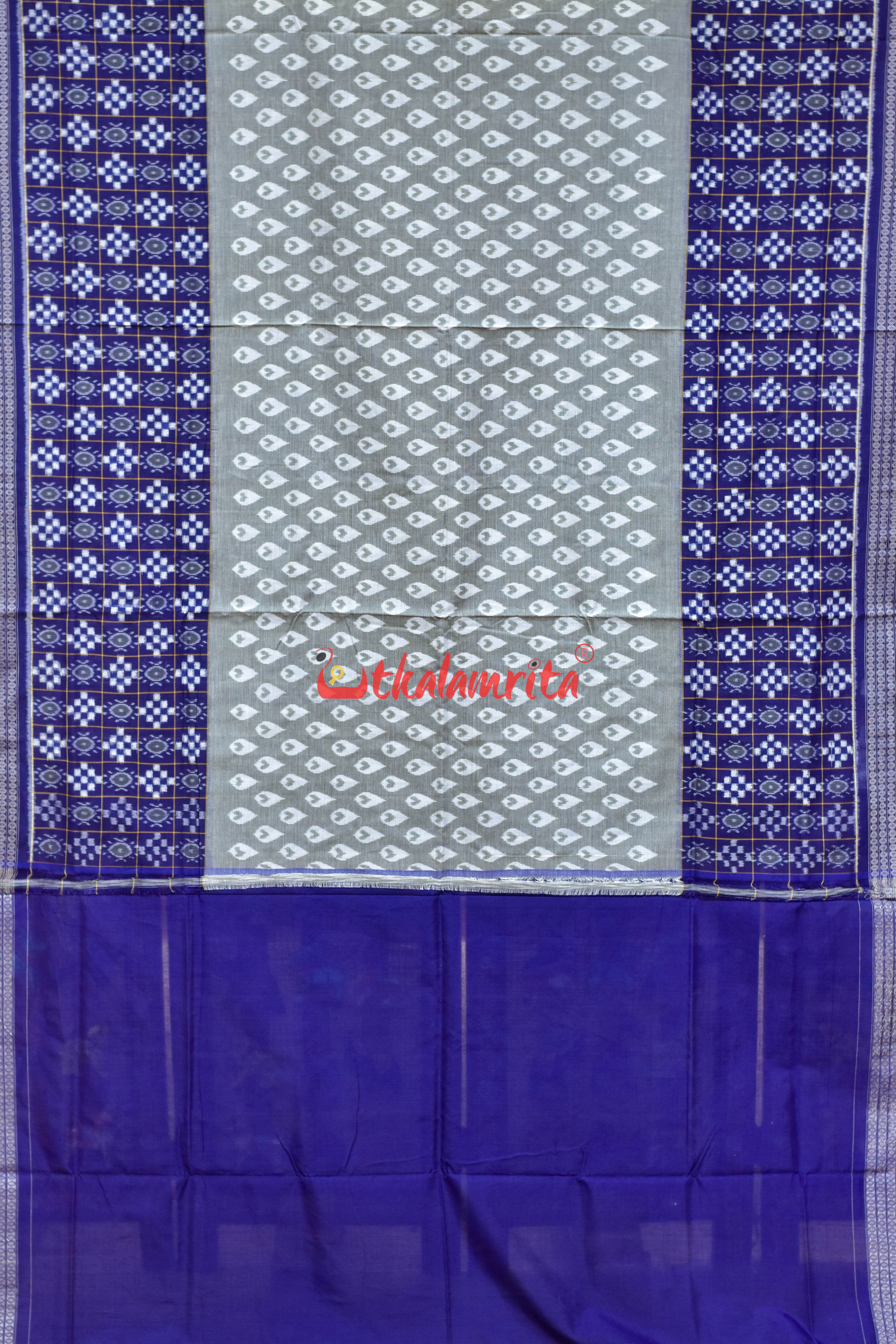 Grey Heart Scot Pasapali Sambalpuri Cotton Saree
