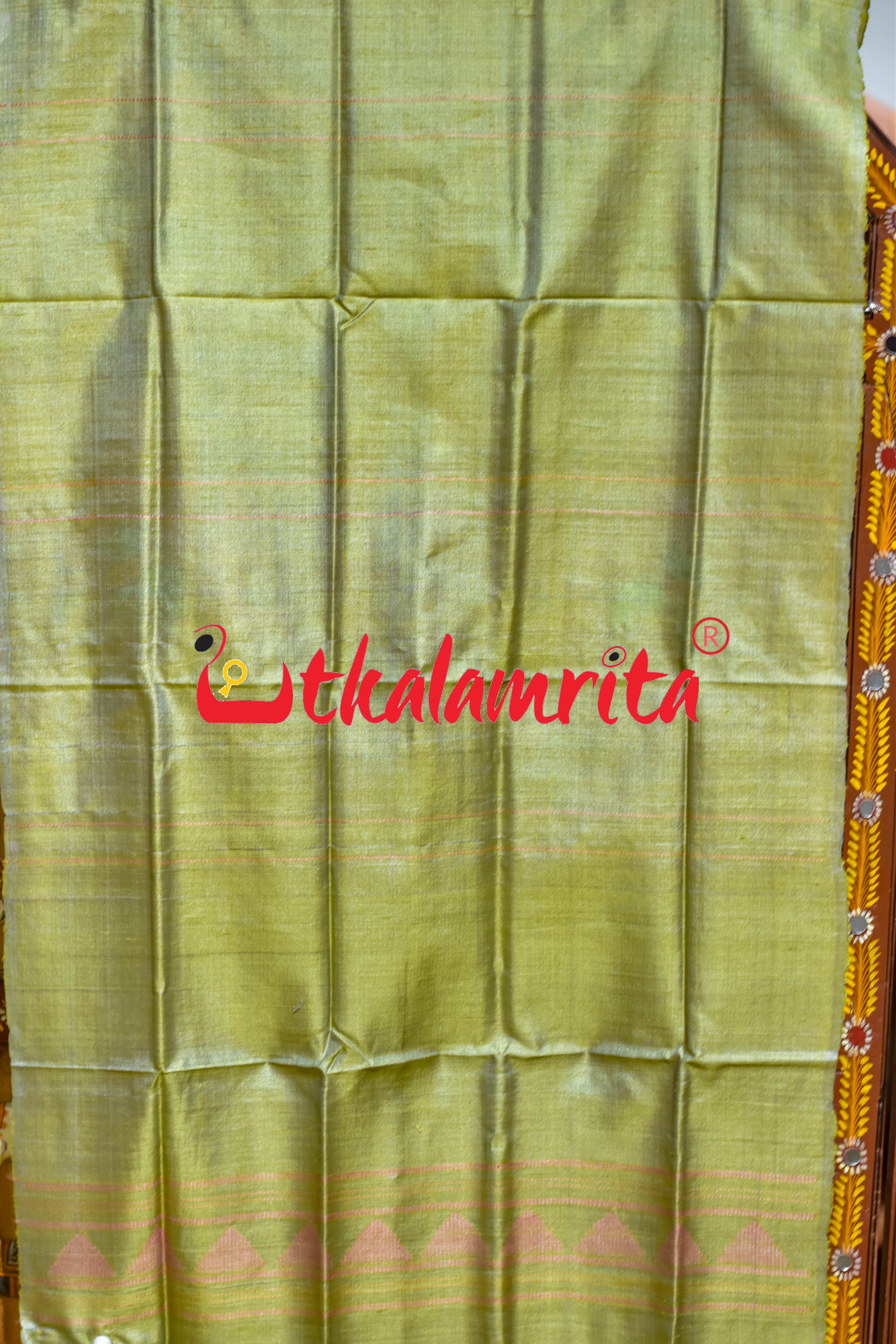 Light Yellow Pink Dongria Tussar Silk (Stole)
