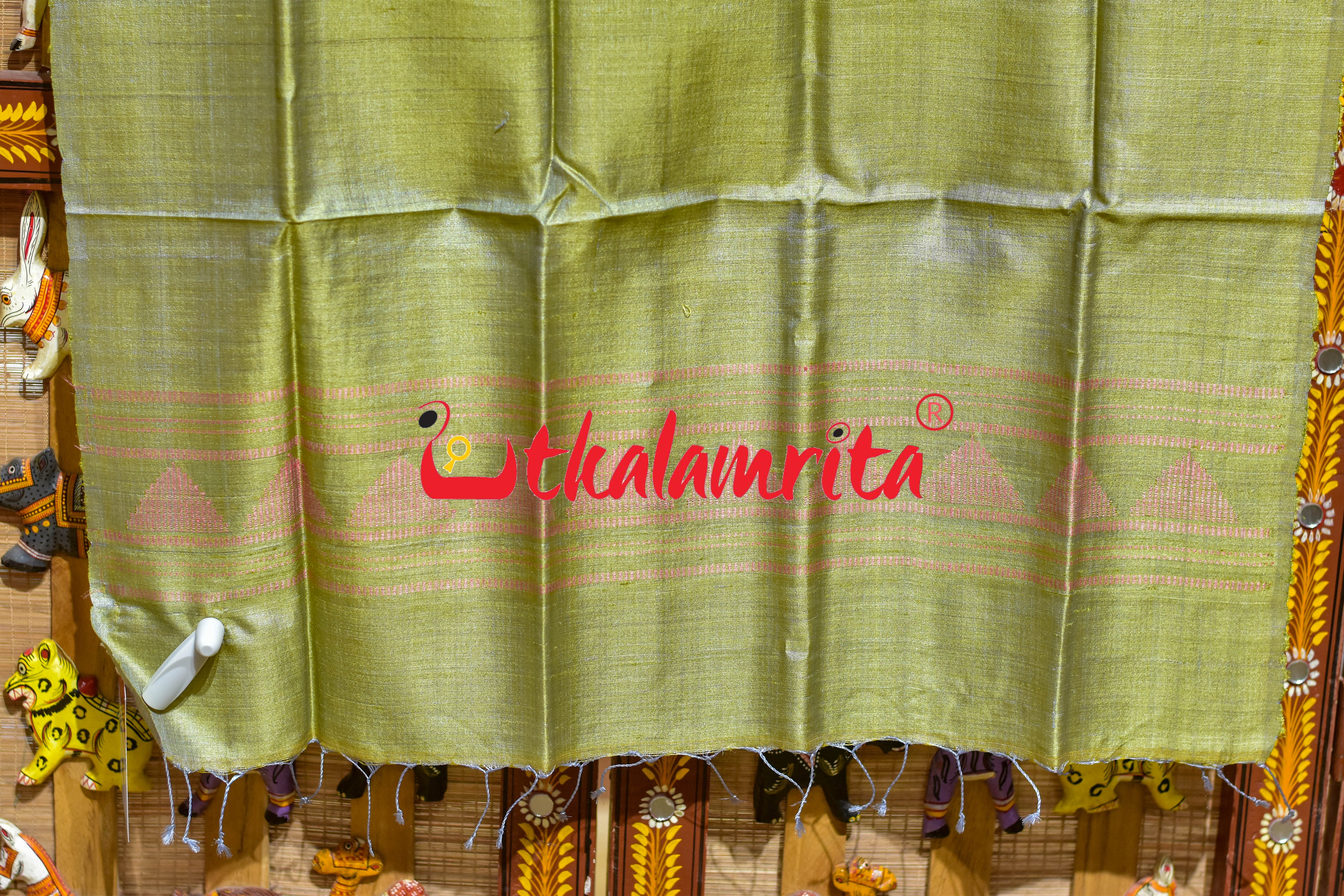Light Yellow Pink Dongria Tussar Silk (Stole)