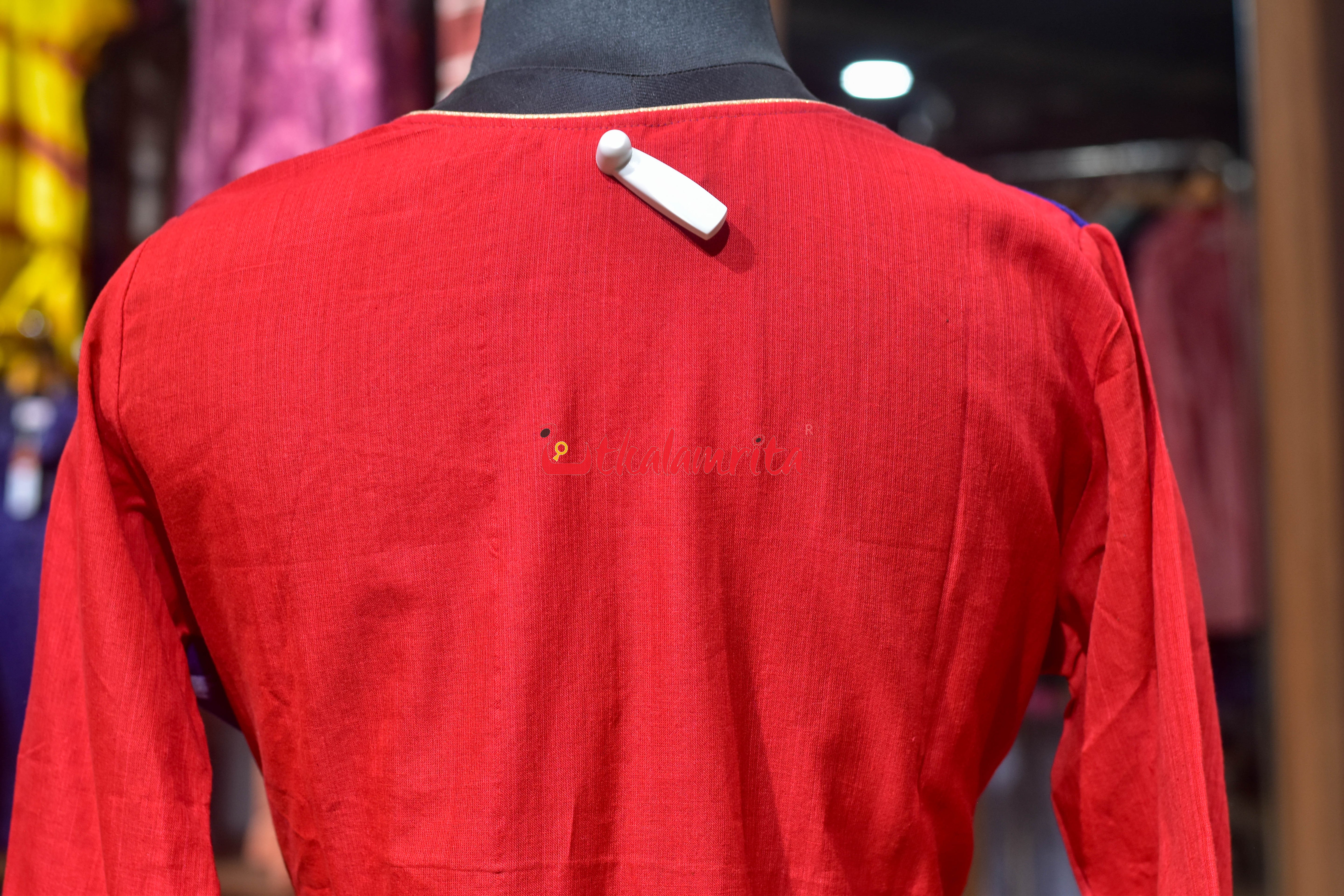 Red Ruby Indigo Ikat (Ladies Kurti)