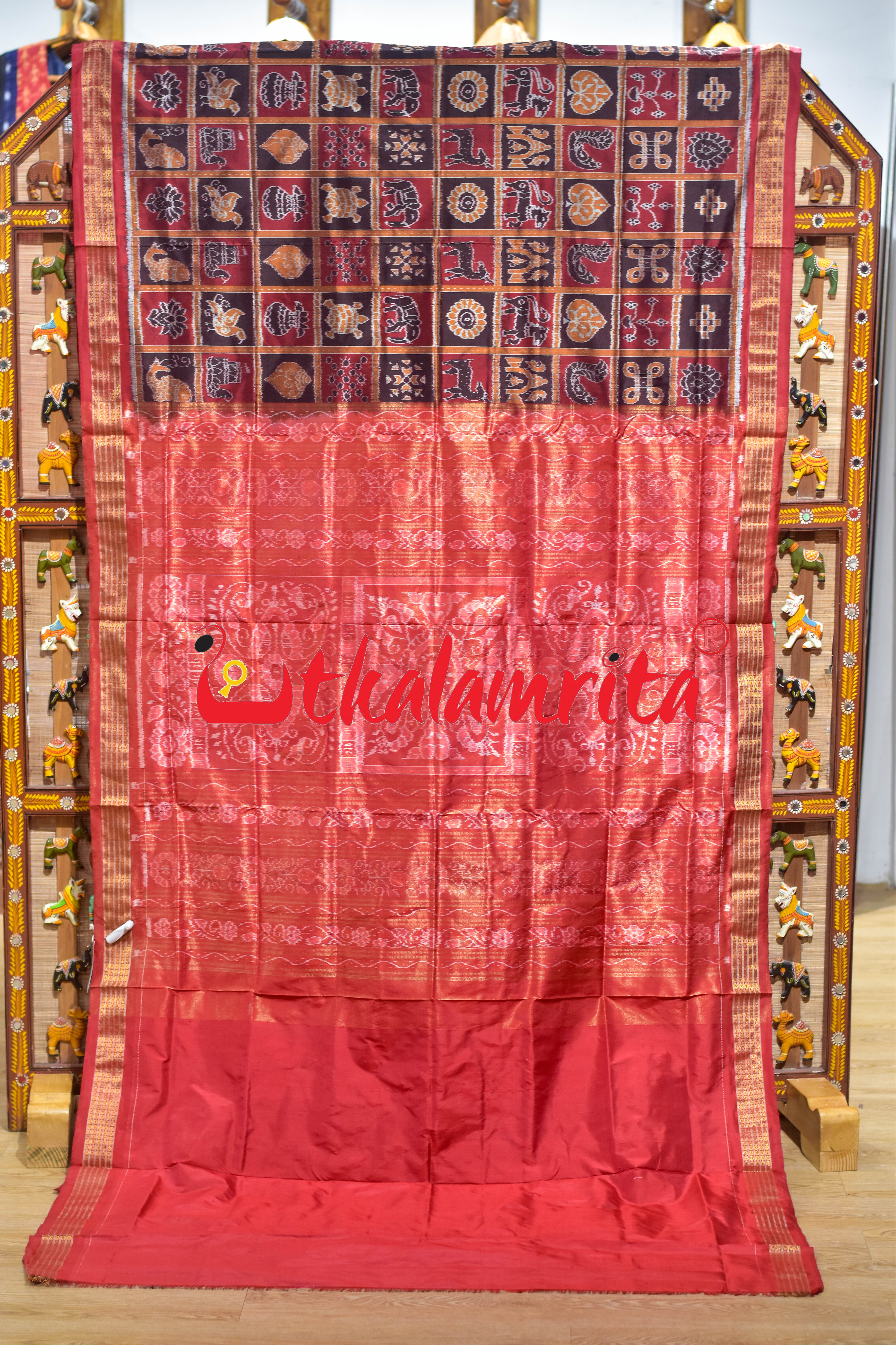 Half Tissue Maroon Coffee Nabakothi Silk Saree