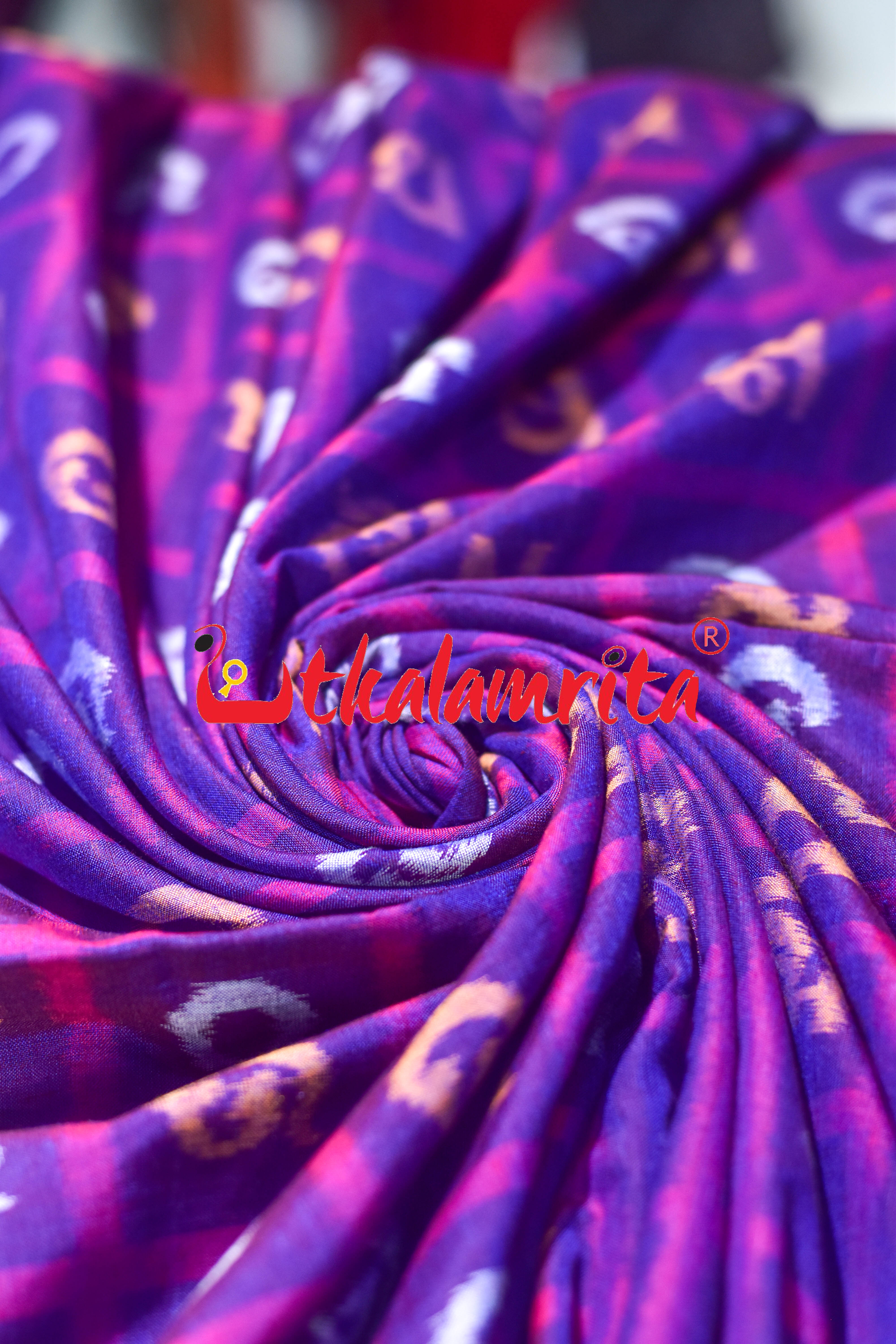 Purple Kothi Odia Alphabets Sambalpuri Cotton (Fabric)