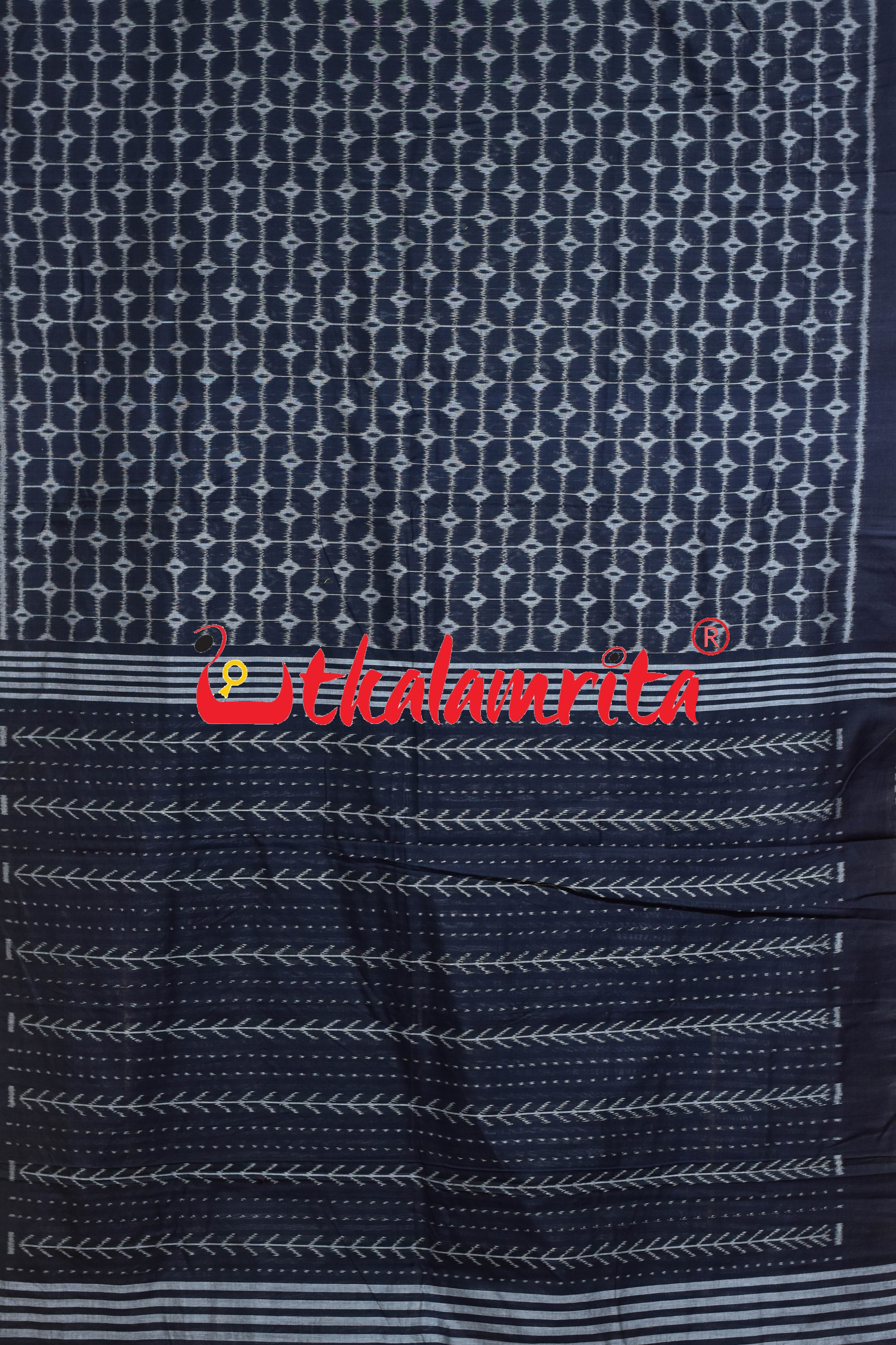 Black Chessboard Khandua Cotton Saree