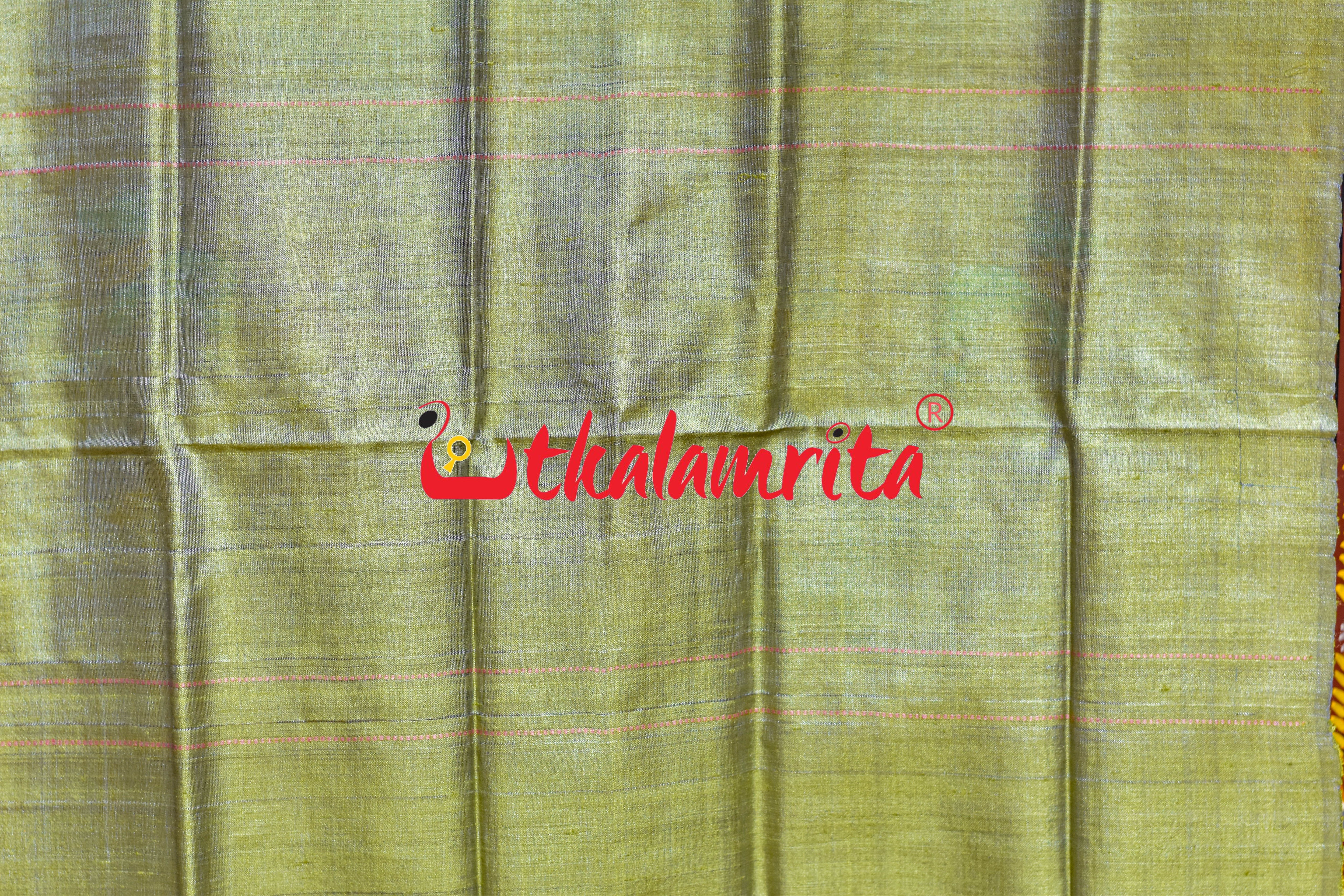 Light Yellow Pink Dongria Tussar Silk (Stole)