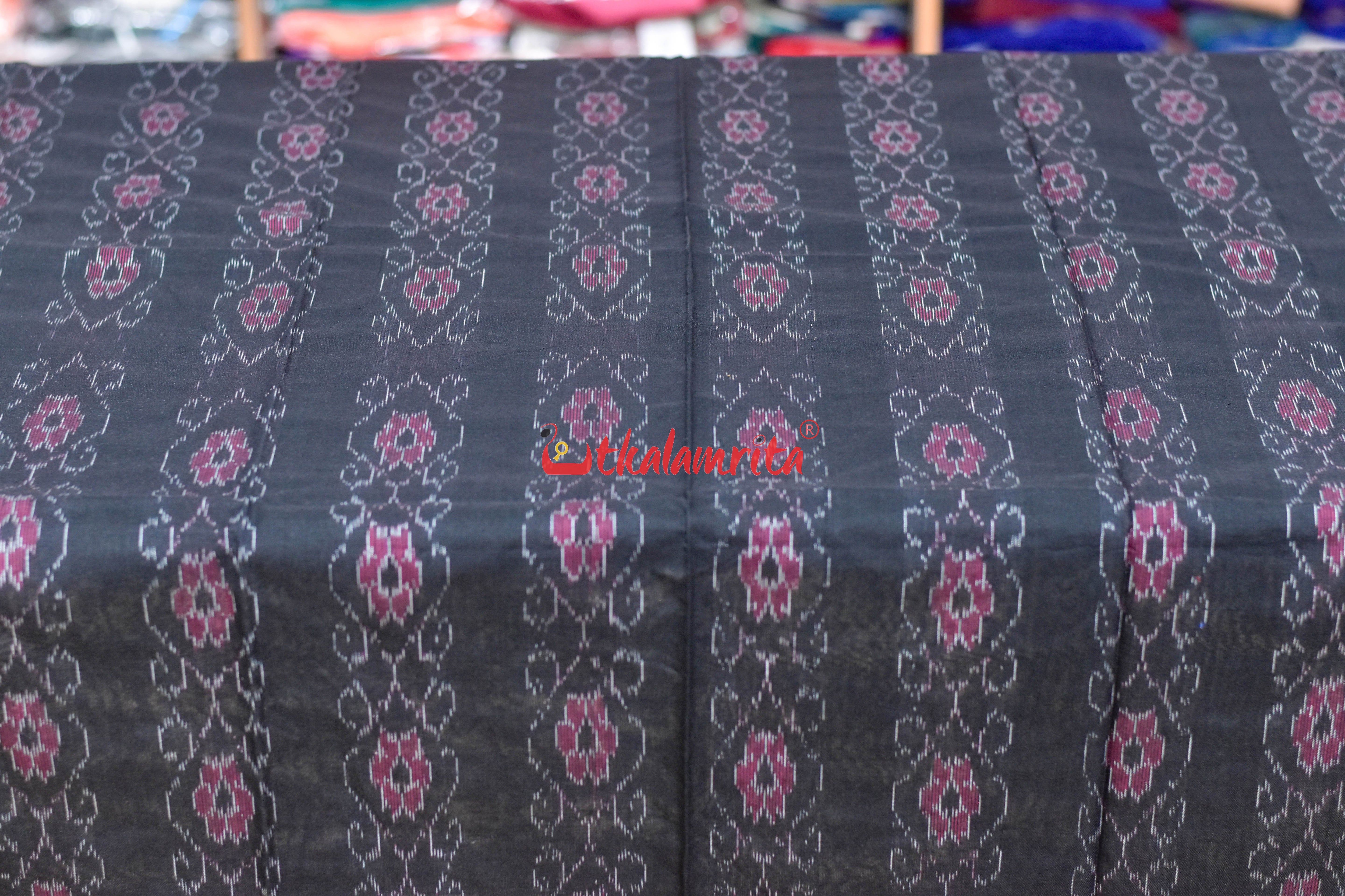 Black Golden Big Flower Bandha Cotton Dress Set