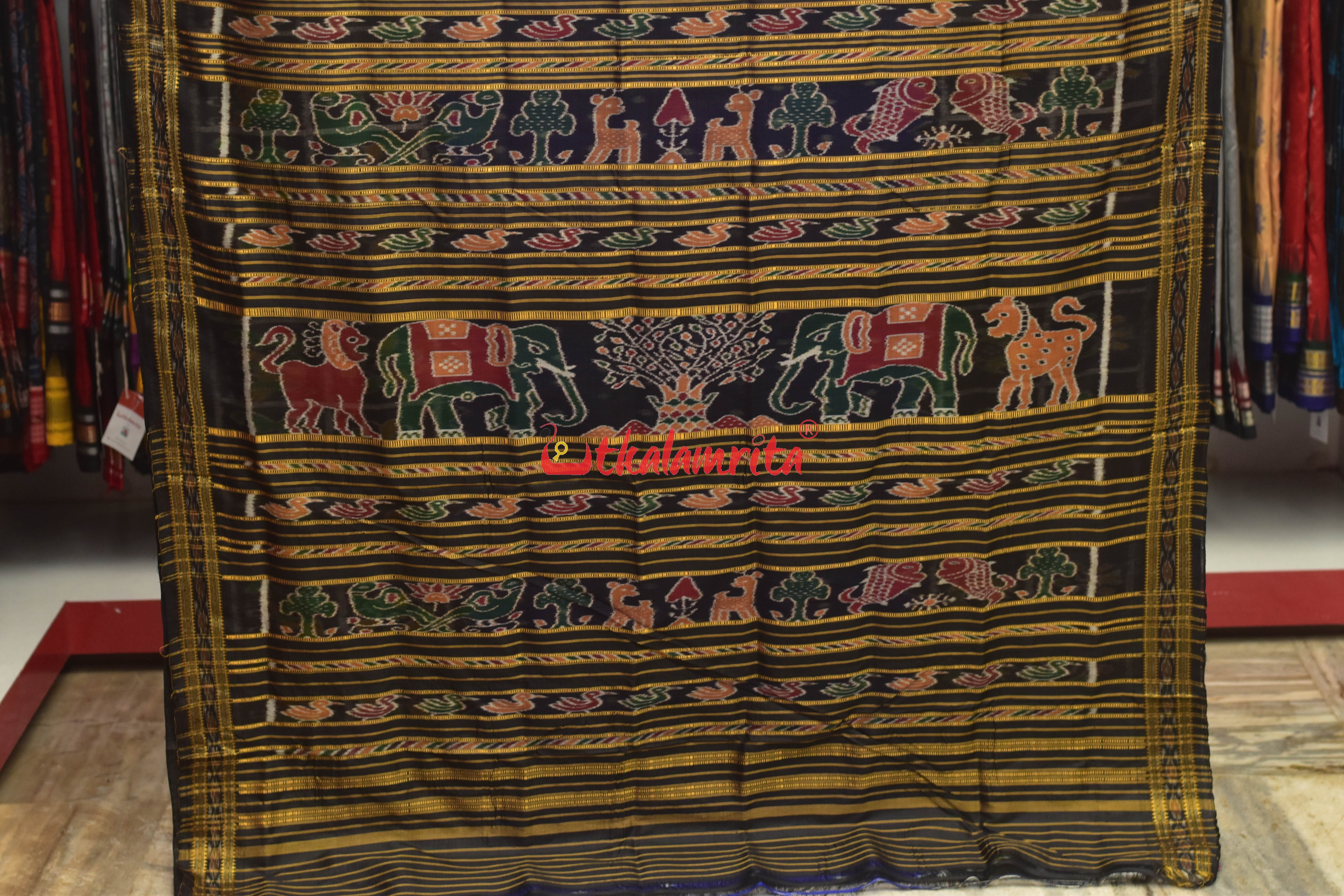 Blue Dot Border Nabakothi Silk Saree
